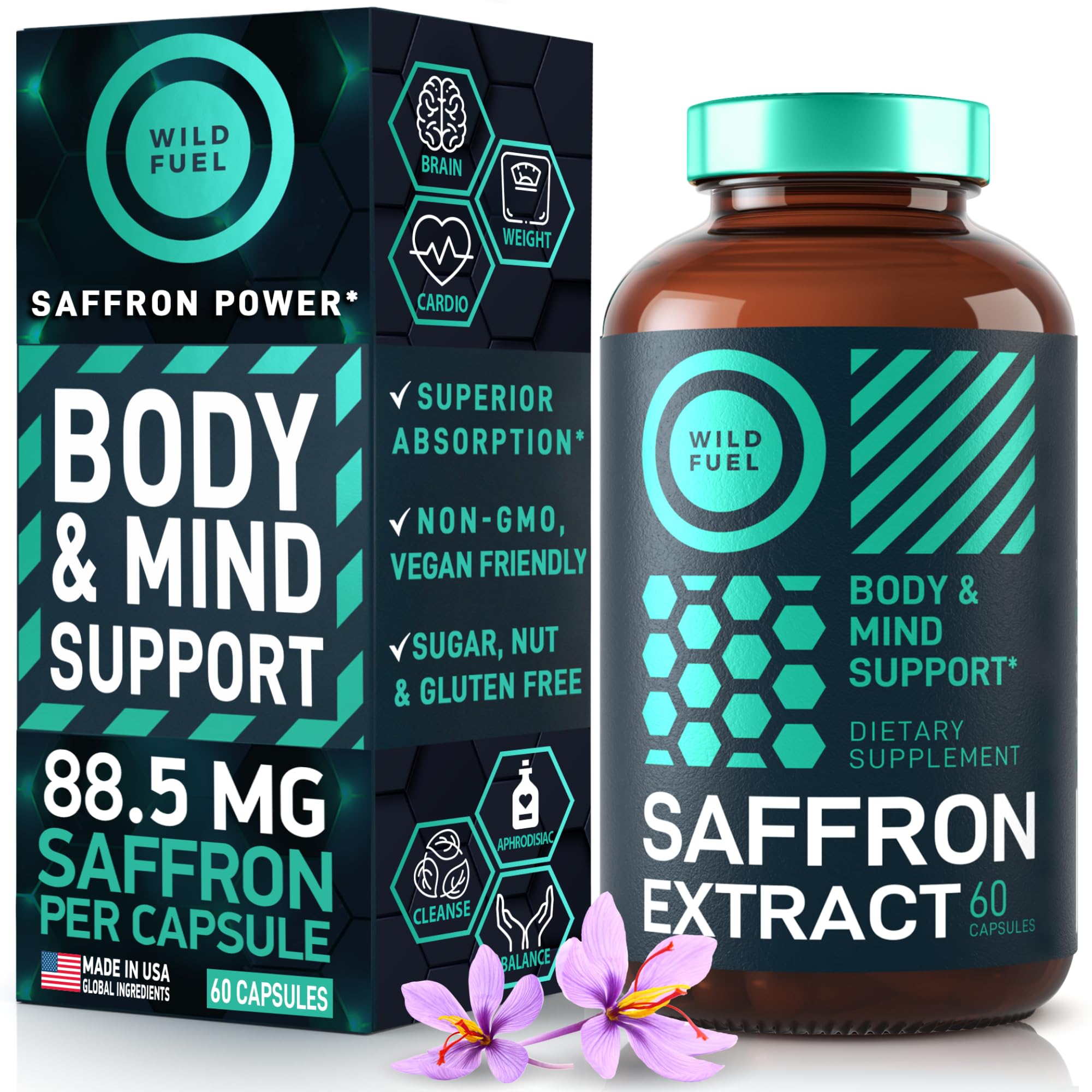 Foto 2 pulgar | Suplemento De Extracto De Azafrán 88,5 Mg Para Mujeres Y Hombres 60 Cápsulas - Venta Internacional.