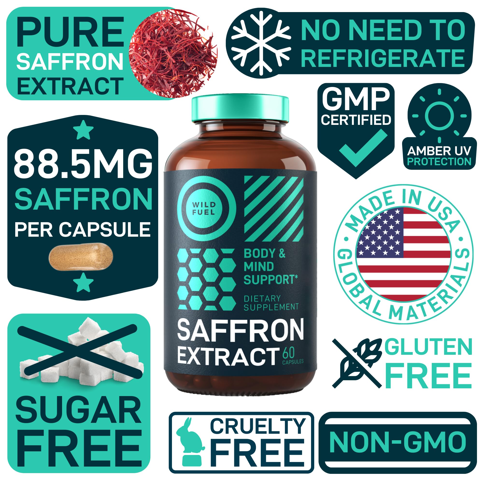 Foto 3 pulgar | Suplemento De Extracto De Azafrán 88,5 Mg Para Mujeres Y Hombres 60 Cápsulas - Venta Internacional.