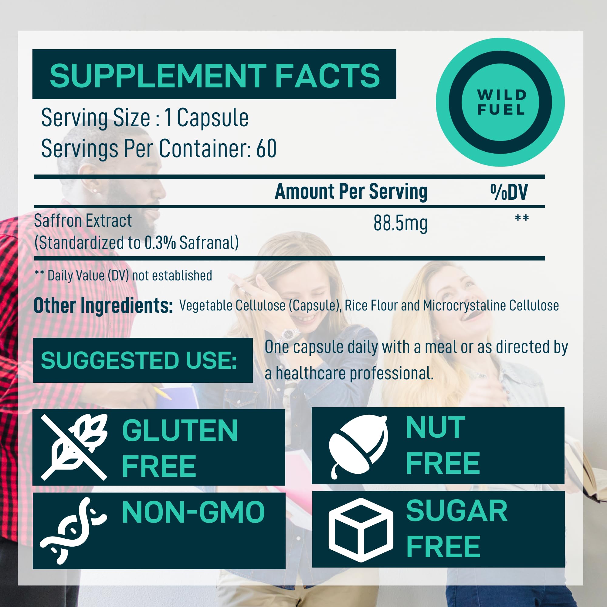 Foto 6 pulgar | Suplemento De Extracto De Azafrán 88,5 Mg Para Mujeres Y Hombres 60 Cápsulas - Venta Internacional.