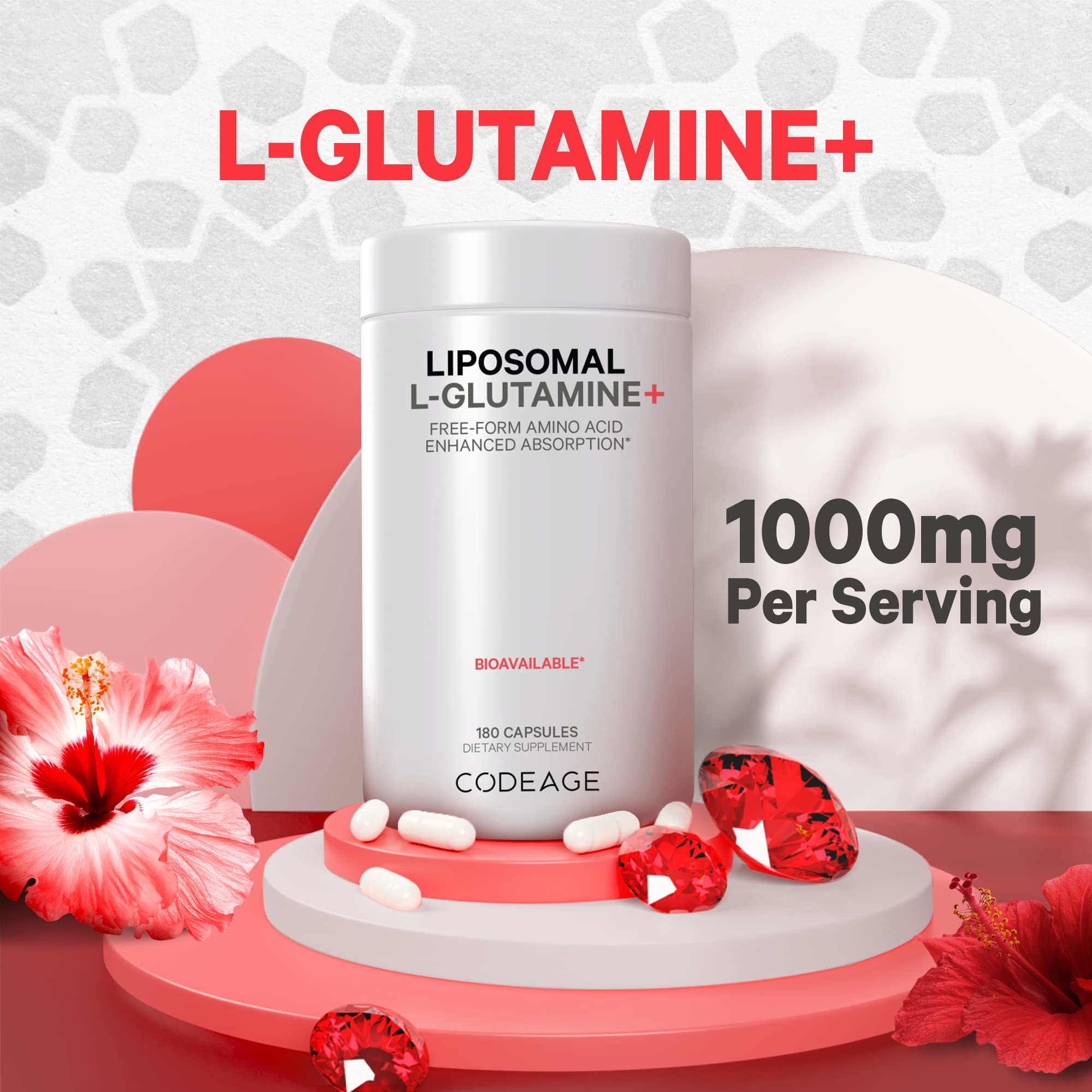 Foto 4 pulgar | Suplemento De L-glutamina Liposomal Codeage 1000 Mg 180 Cápsulas - Venta Internacional.
