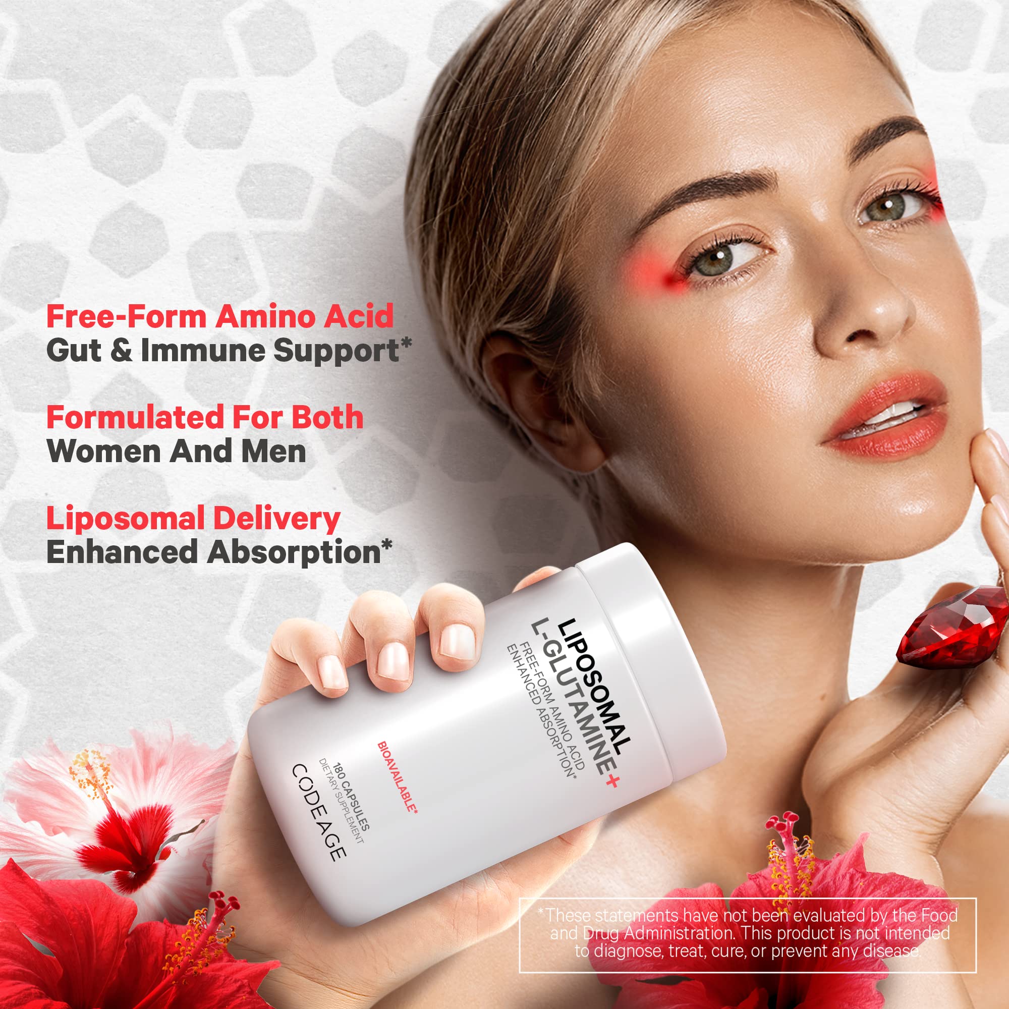 Foto 4 | Suplemento De L-glutamina Liposomal Codeage 1000 Mg 180 Cápsulas - Venta Internacional.