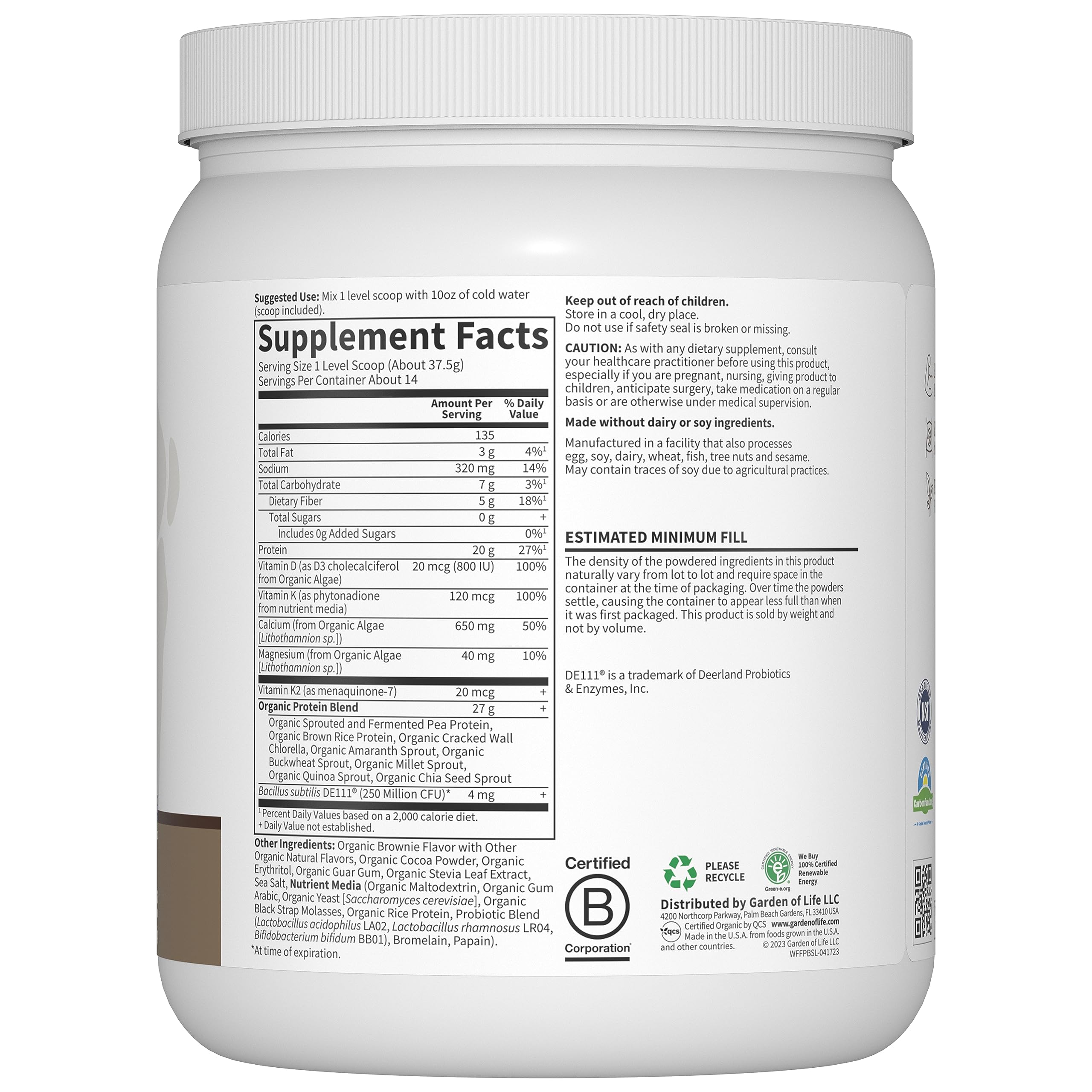 Foto 4 pulgar | Proteína En Polvo Garden Of Life Organic Vegan, 20 G, 14 Porciones - Venta Internacional.