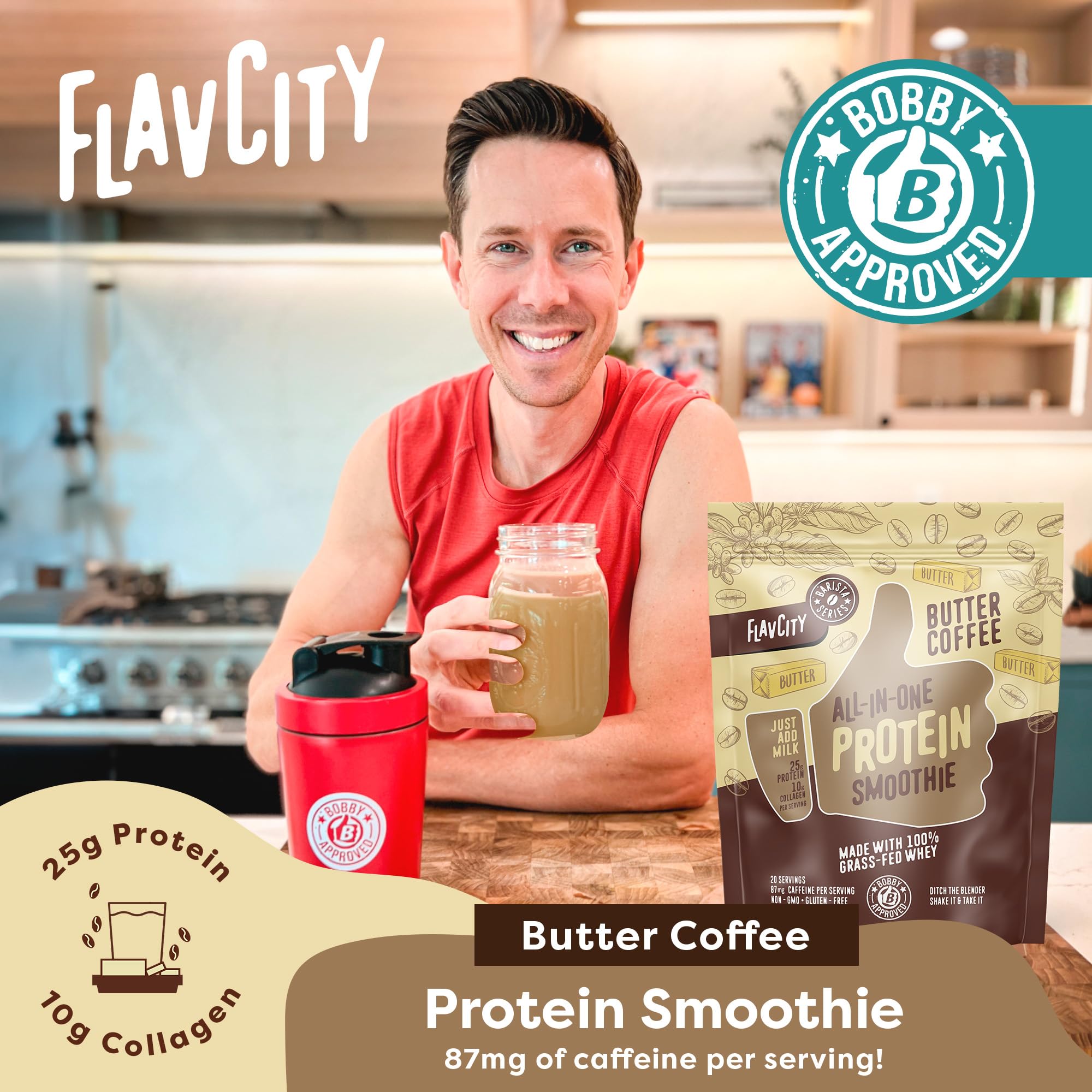 Foto 2 | Smoothie De Proteína En Polvo Flavcity Butter Coffee 750 Ml 25 G - Venta Internacional.