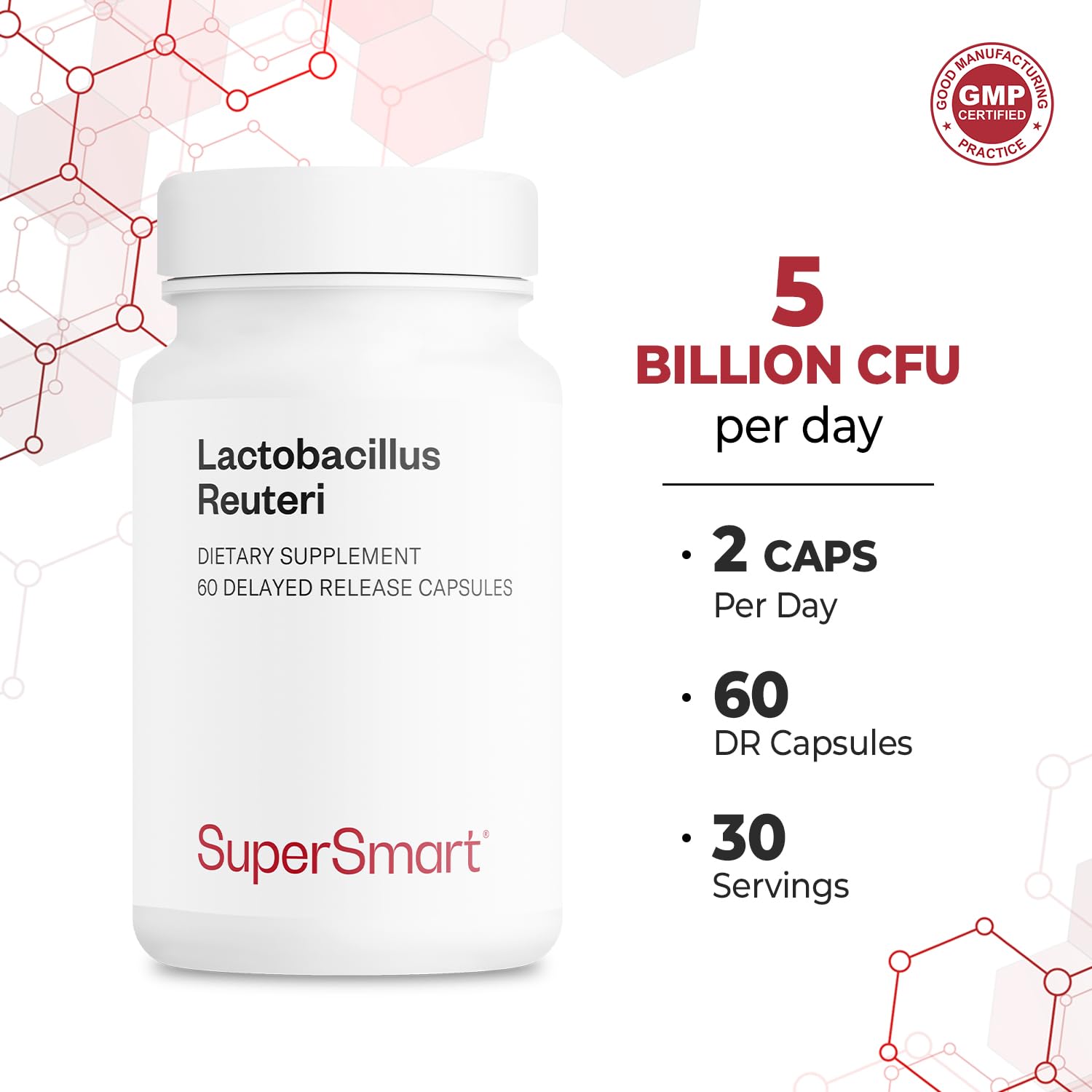 Foto 6 pulgar | Suplemento Probiótico Supersmart Lactobacillus Reuteri 5b Cfu - Venta Internacional.