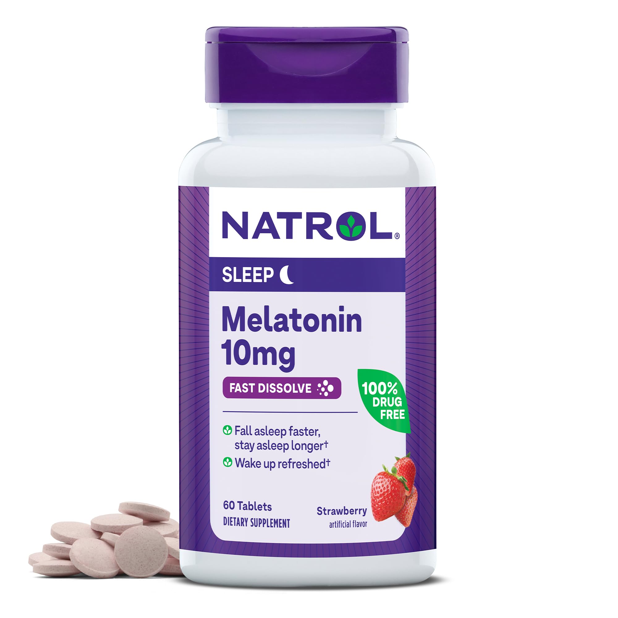 Foto 2 pulgar | Suplemento Natrol Melatonin 10 Mg De Fresa 60 Comprimidos - Venta Internacional.