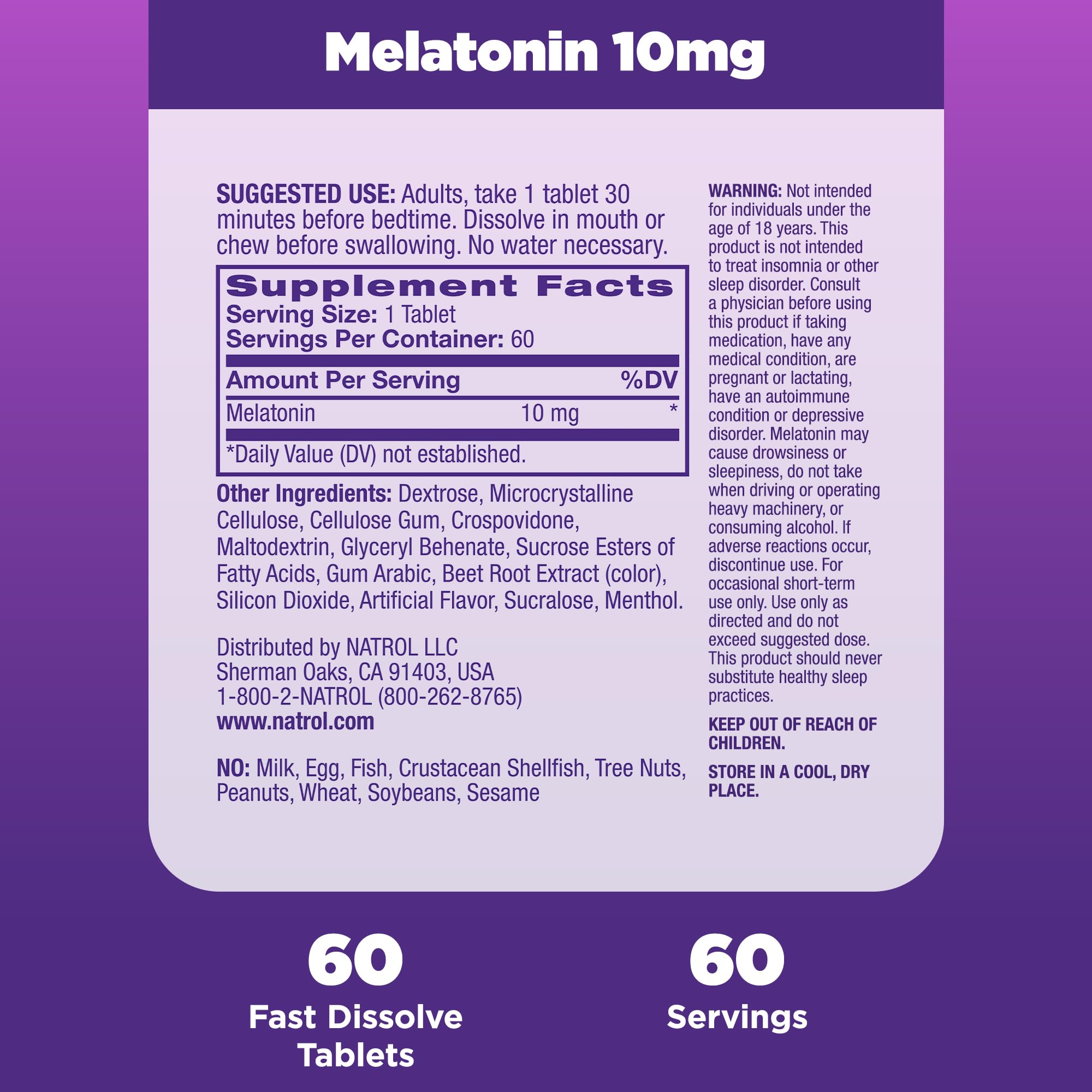 Foto 7 pulgar | Suplemento Natrol Melatonin 10 Mg De Fresa 60 Comprimidos - Venta Internacional.