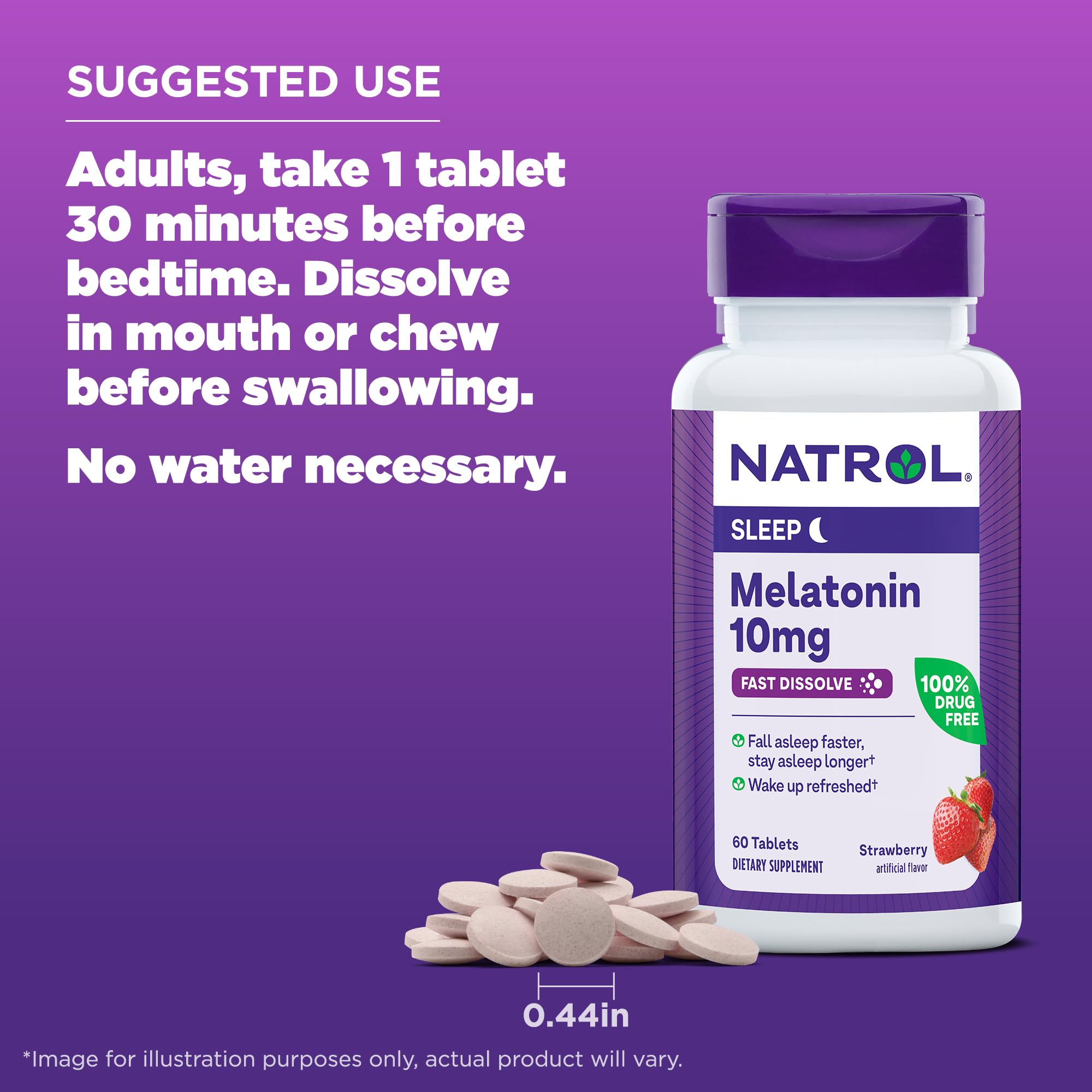 Foto 8 pulgar | Suplemento Natrol Melatonin 10 Mg De Fresa 60 Comprimidos - Venta Internacional.