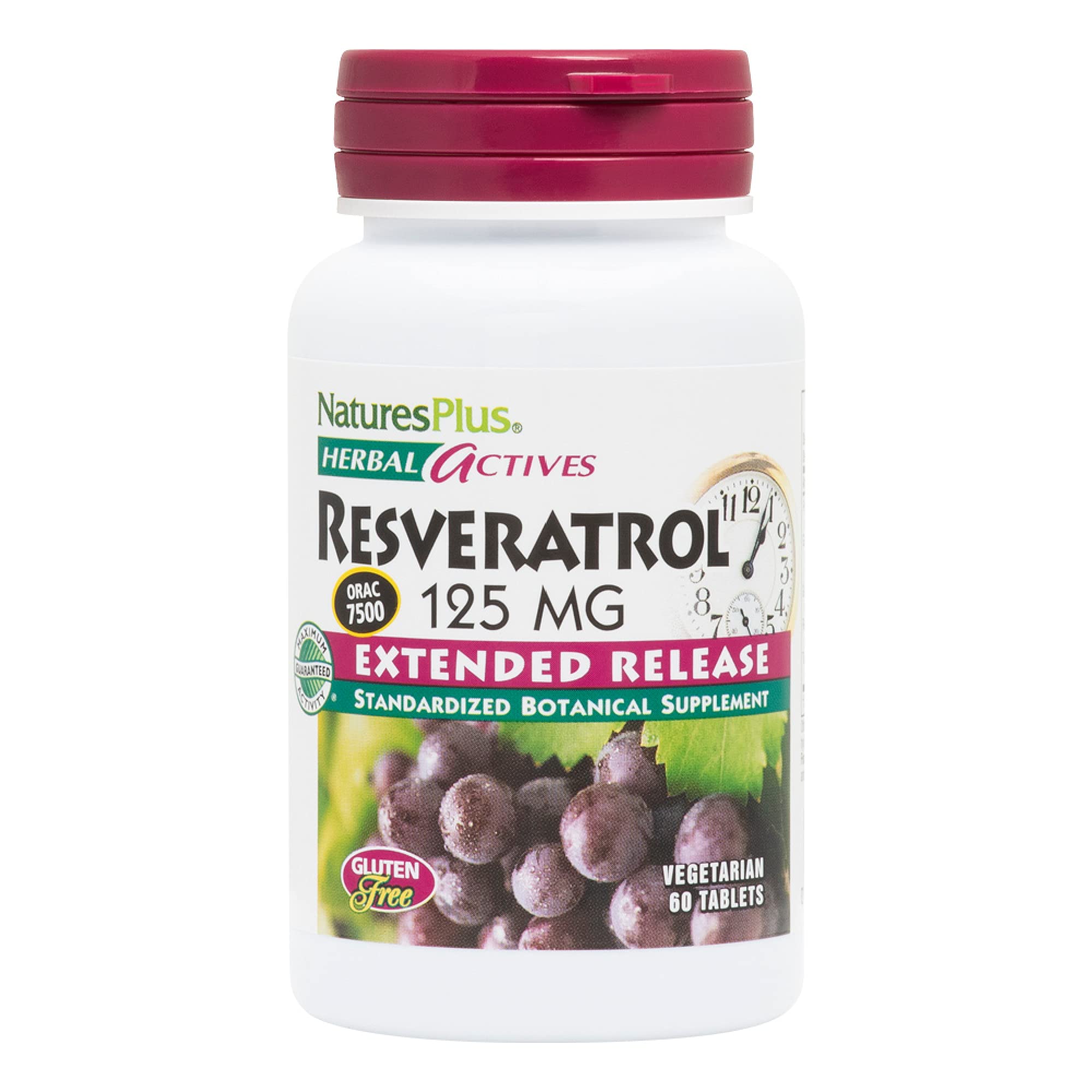 Foto 2 pulgar | Suplemento Natures Plus Herbal Actives De Resveratrol 125 Mg - Venta Internacional.