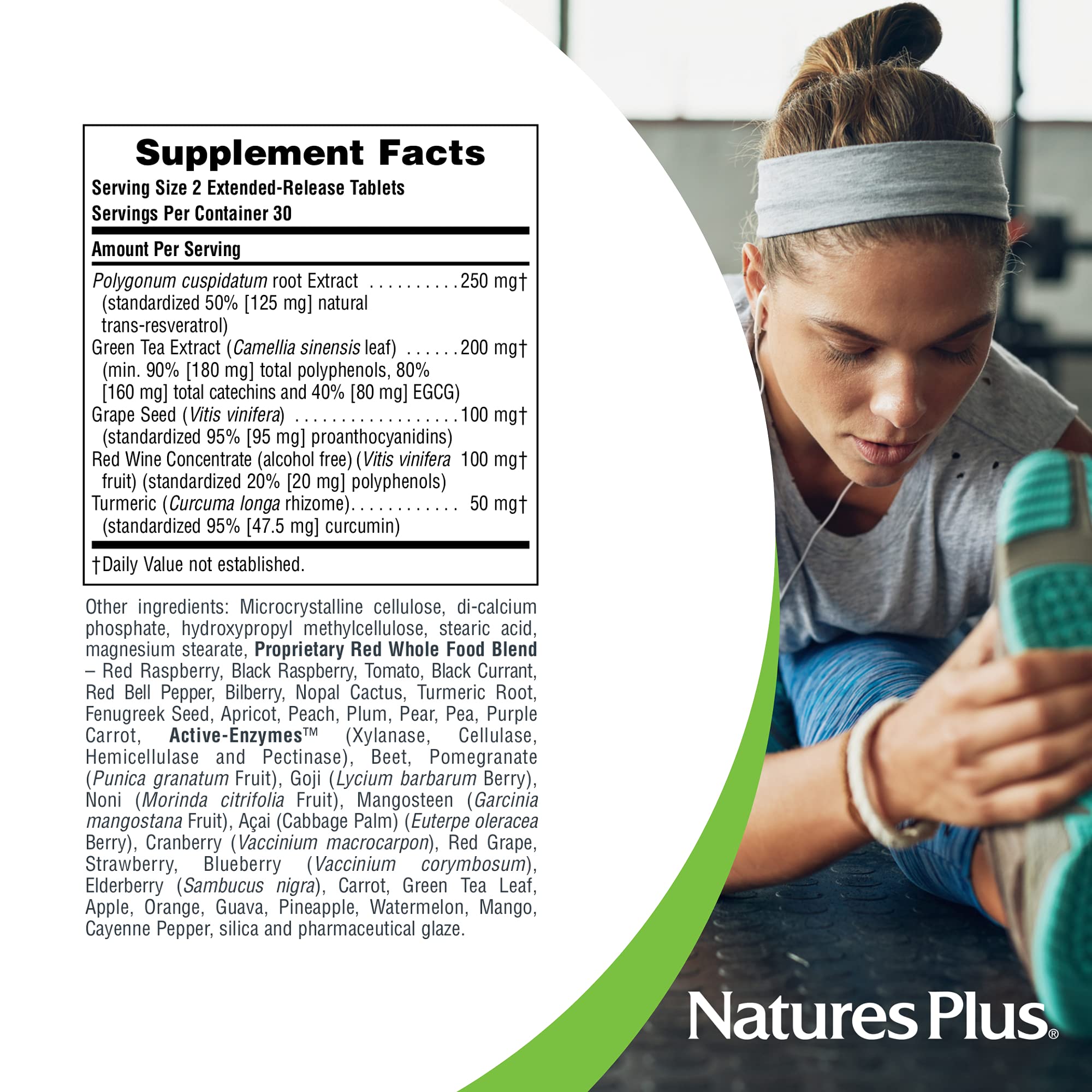 Foto 3 pulgar | Suplemento Natures Plus Herbal Actives De Resveratrol 125 Mg - Venta Internacional.