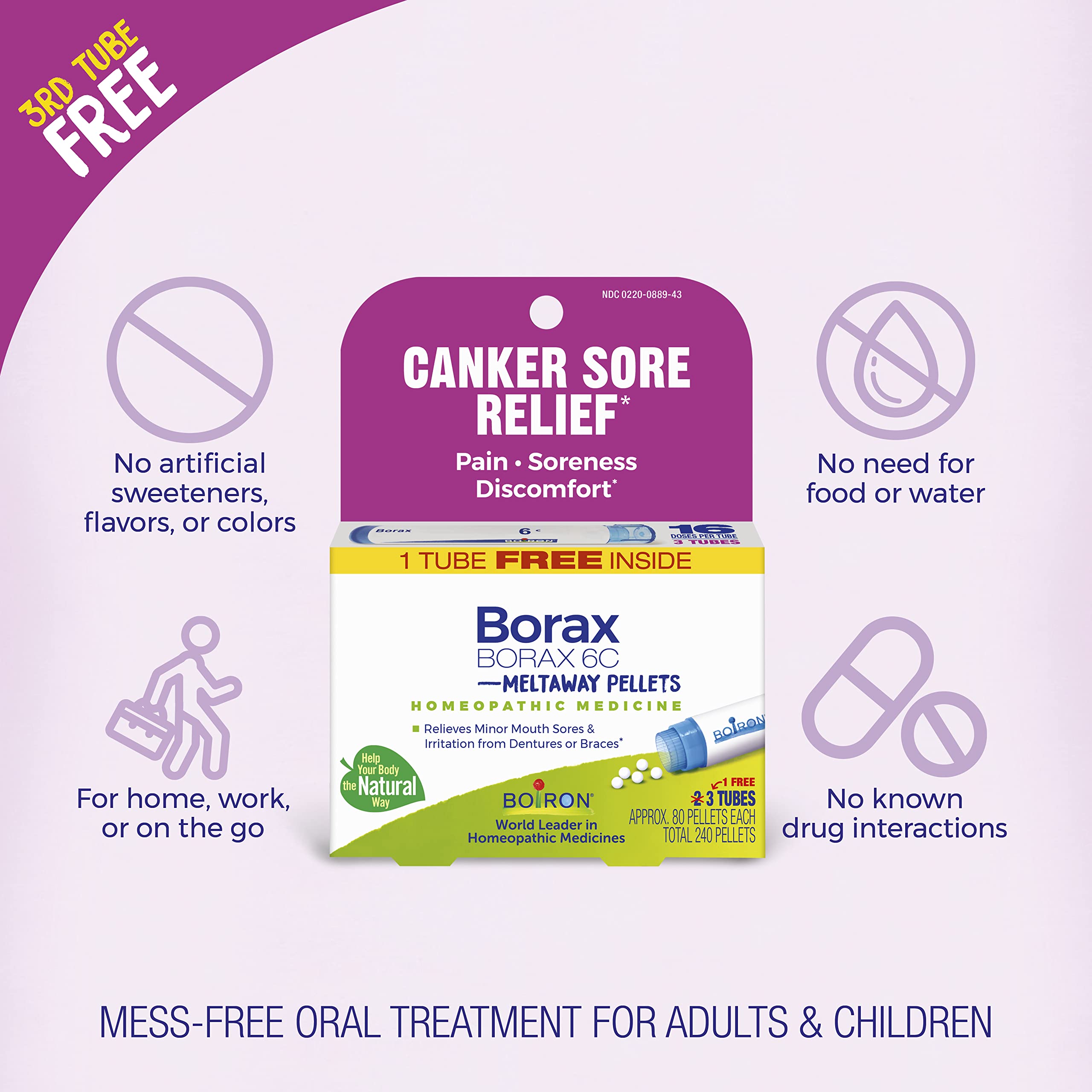 Foto 4 pulgar | Medicamento Homeopático Boiron Borax 6c Para Aftas, 3 X 240 Gránulos - Venta Internacional.