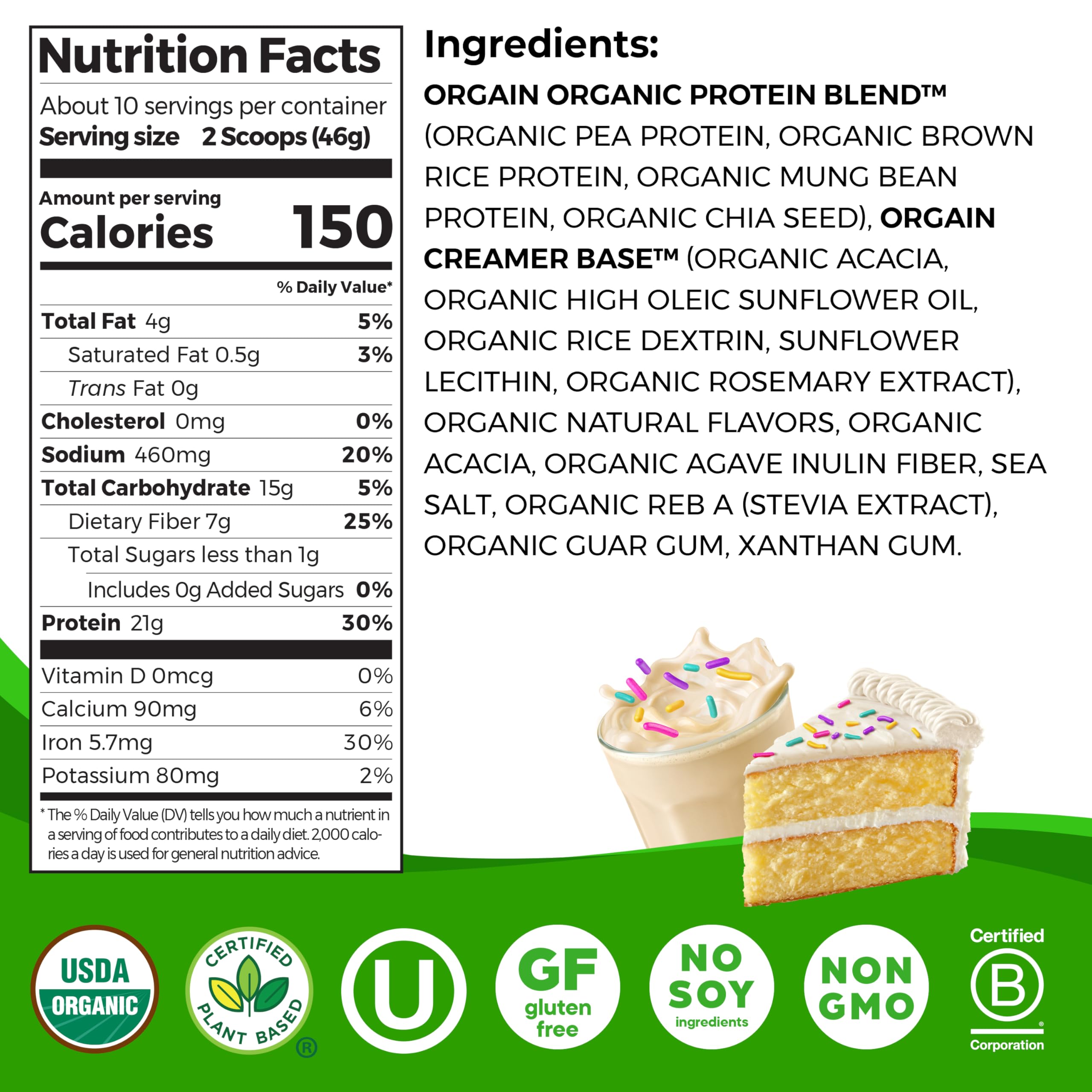 Foto 3 pulgar | Tarta De Cumpleaños Vegana Orgánica Orgánica Con Proteína En Polvo 460 G - Venta Internacional.