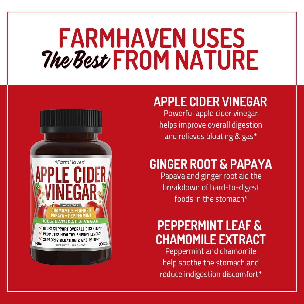 Foto 5 | Suplemento Farmhaven De Vinagre De Sidra De Manzana 1390 Mg 90 Cápsulas - Venta Internacional.