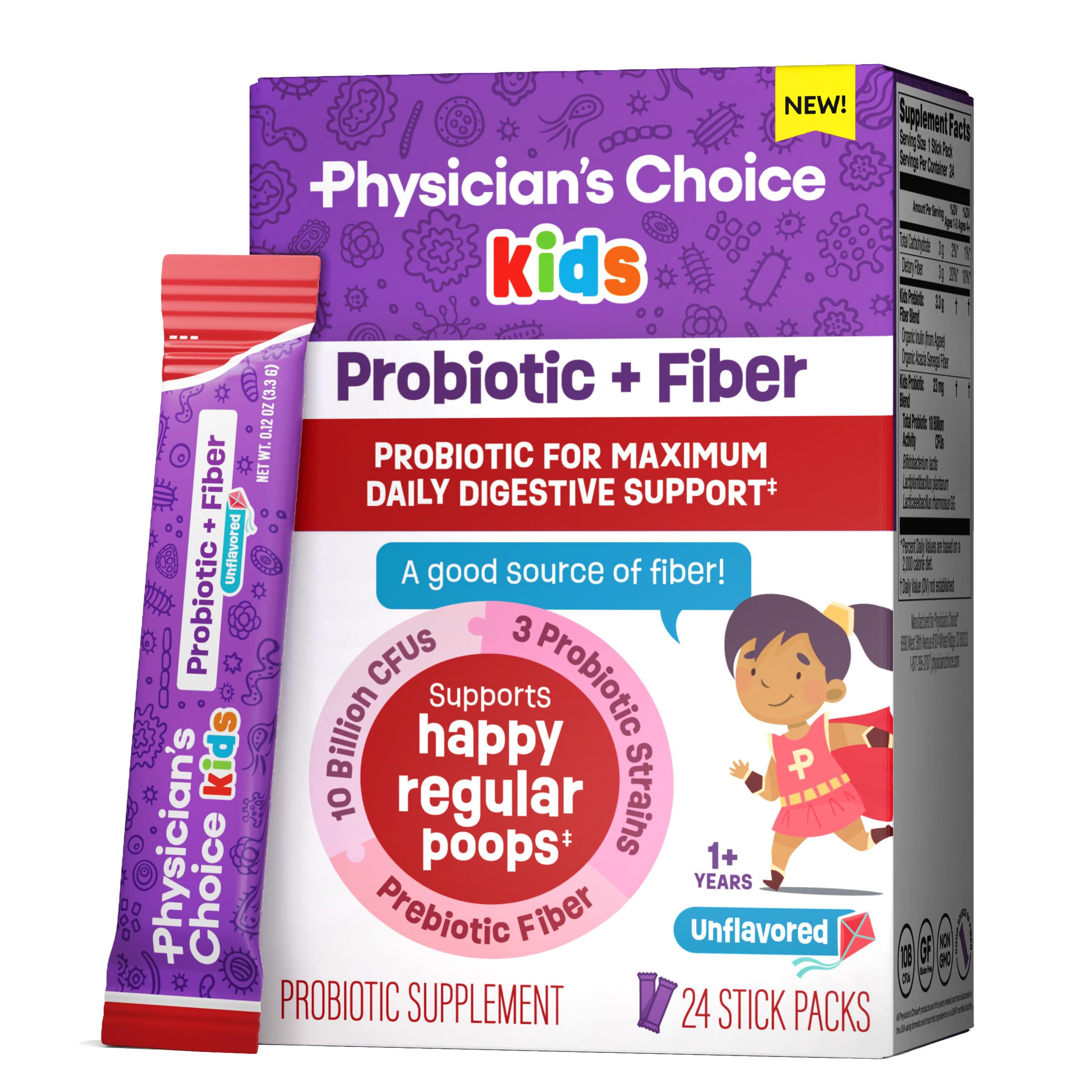 Foto 1 | Suplemento Physician's Choice Kids Probiotic + Fiber, Paquete De 24 - Venta Internacional.