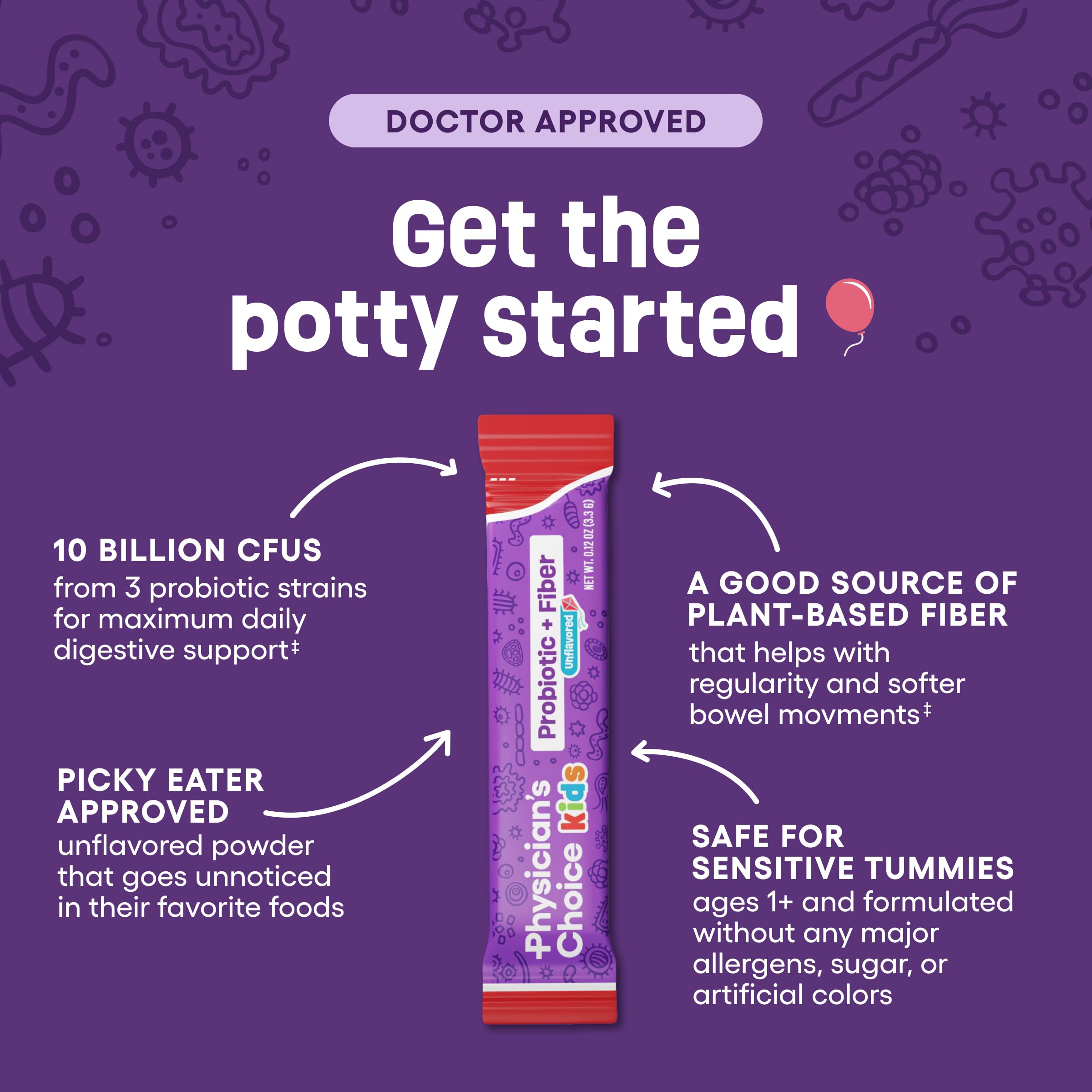Foto 5 pulgar | Suplemento Physician's Choice Kids Probiotic + Fiber, Paquete De 24 - Venta Internacional.