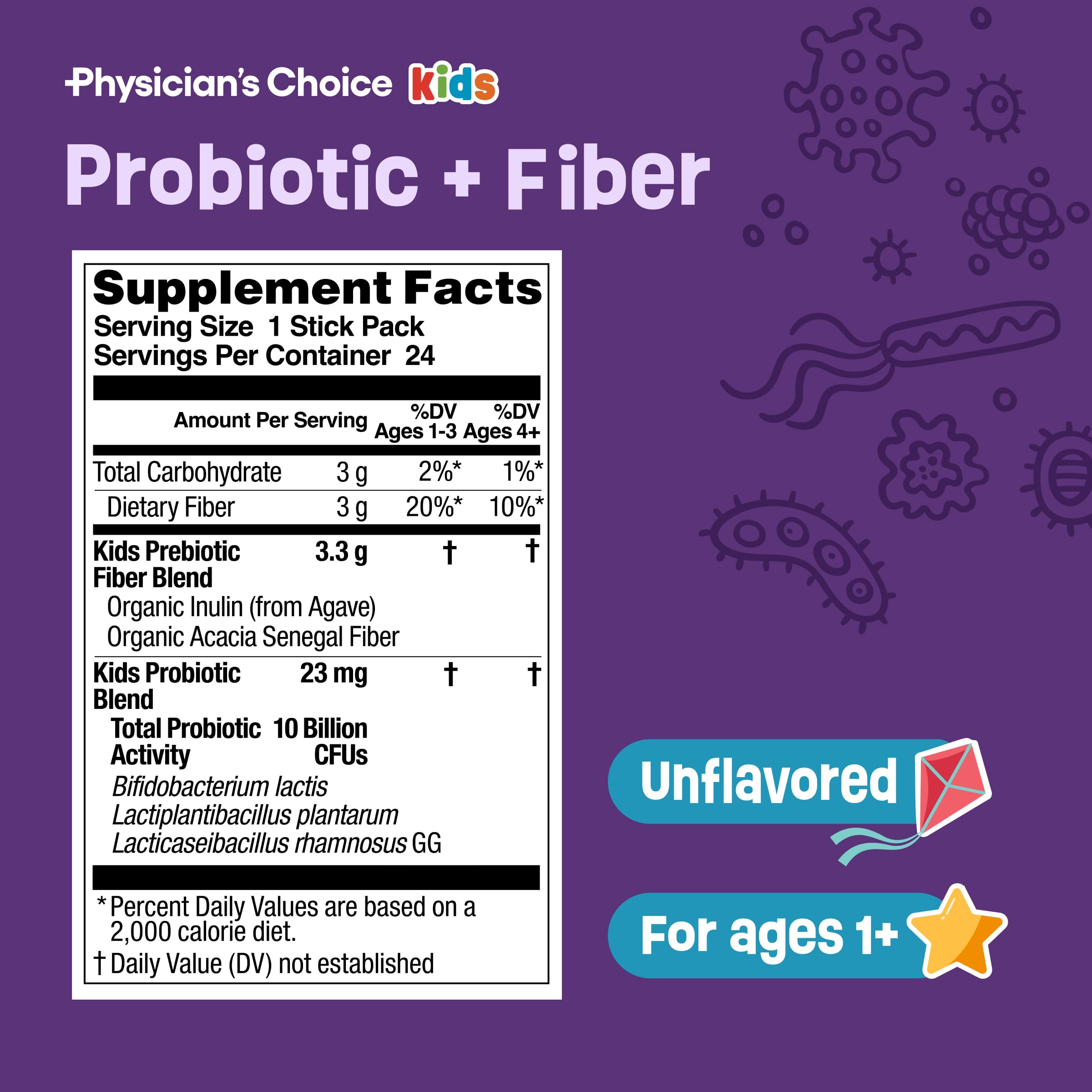 Foto 6 | Suplemento Physician's Choice Kids Probiotic + Fiber, Paquete De 24 - Venta Internacional.