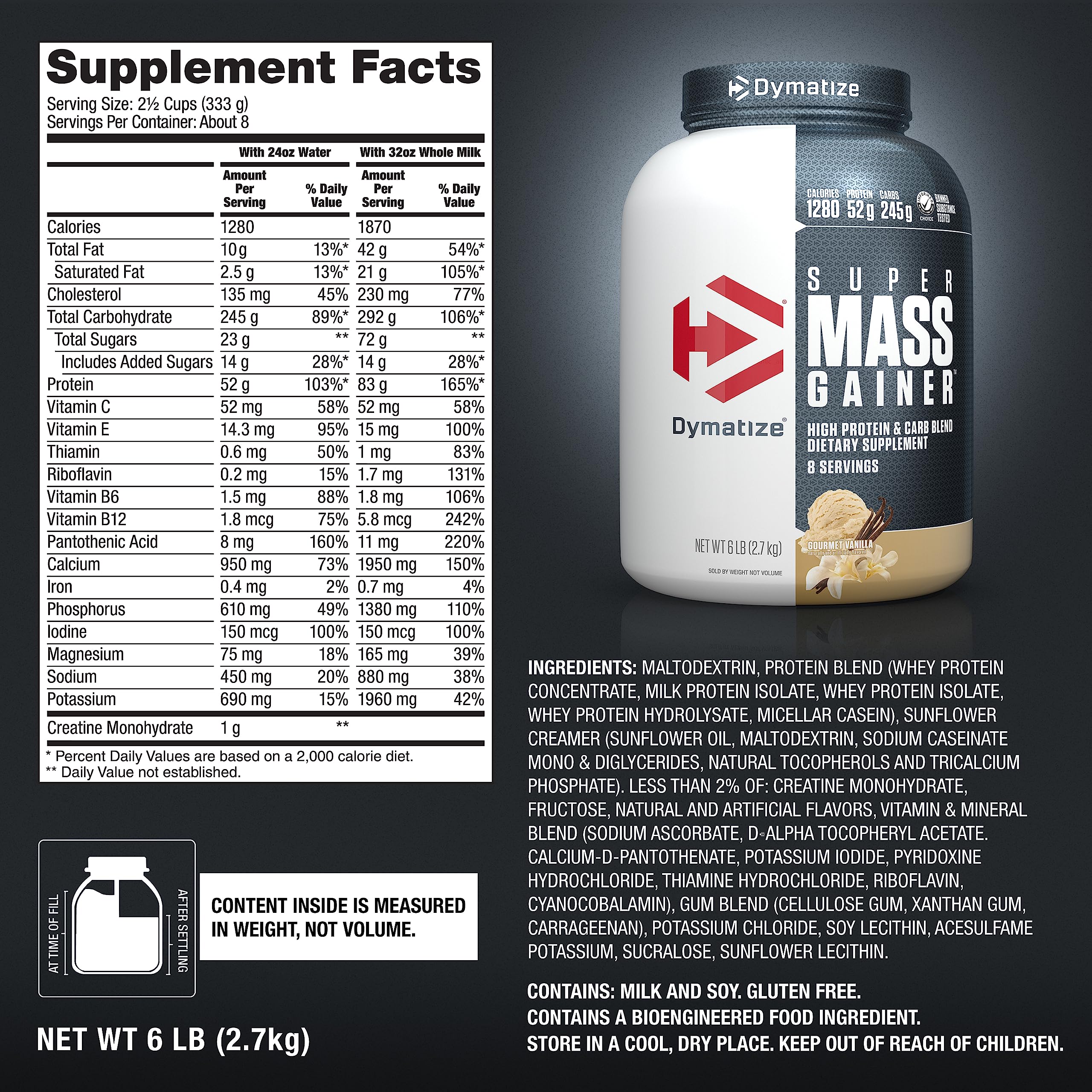 Foto 6 pulgar | Proteína En Polvo Dymatize Super Mass Gainer, 6 Libras, 1280 Kcal - Venta Internacional.