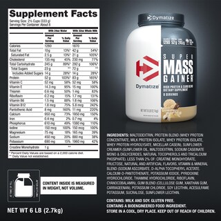 Foto 5 | Proteína En Polvo Dymatize Super Mass Gainer, 6 Libras, 1280 Kcal - Venta Internacional.