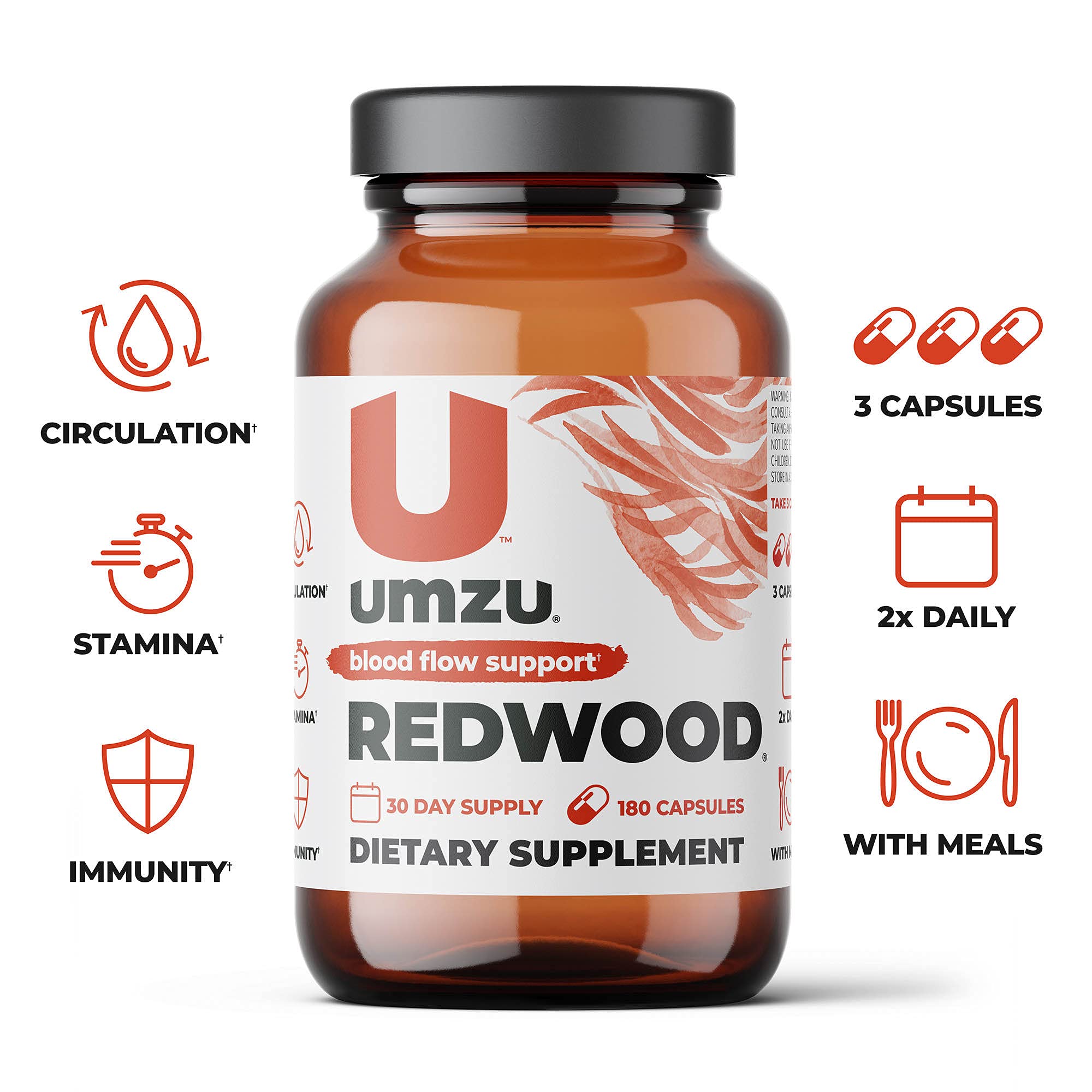 Foto 4 | Suplemento Umzu Redwood Con Soporte De Óxido Nítrico 180 Cápsulas - Venta Internacional.