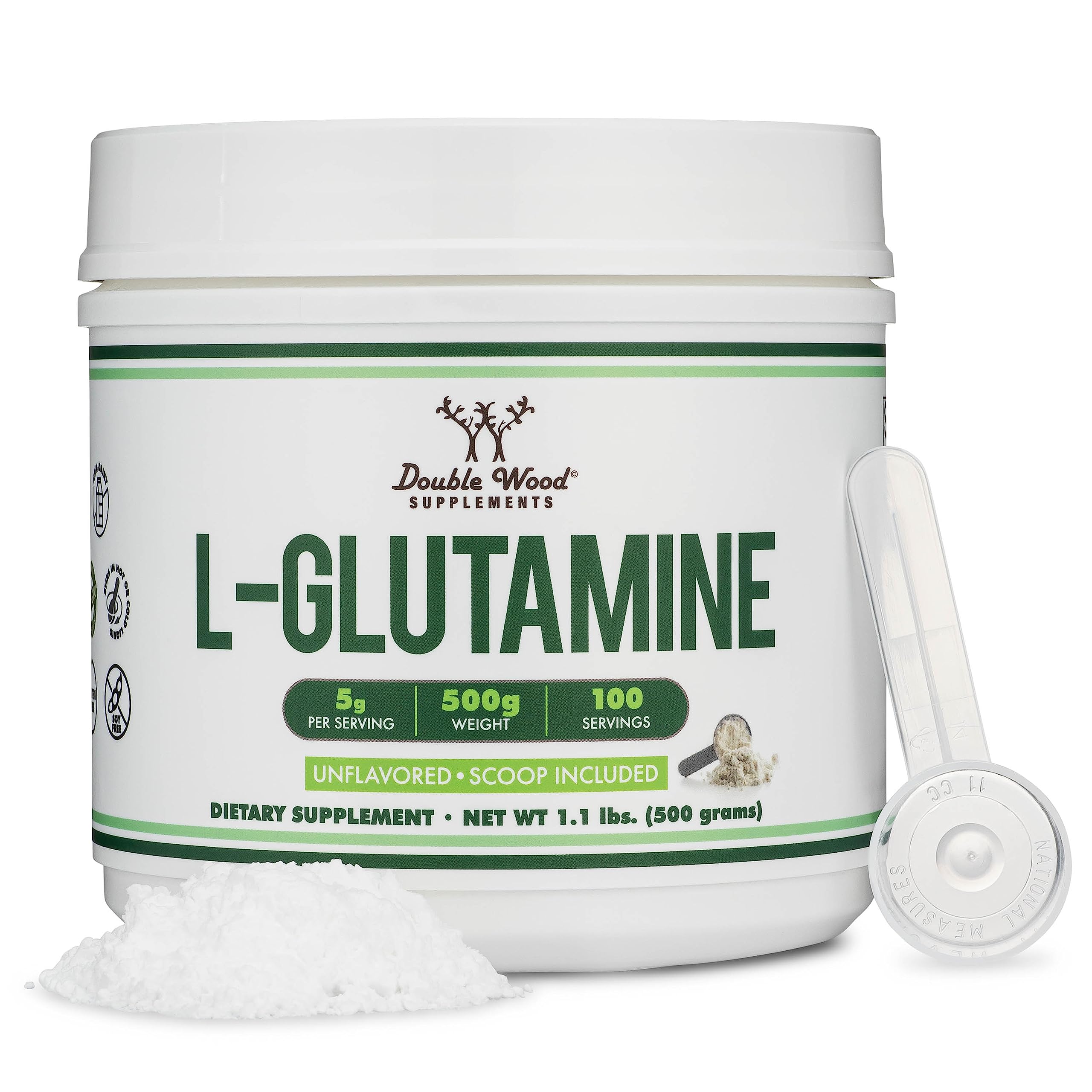 Foto 1 | L-glutamina En Polvo Double Wood 500 G (100 Porciones) Sin Sabor - Venta Internacional.