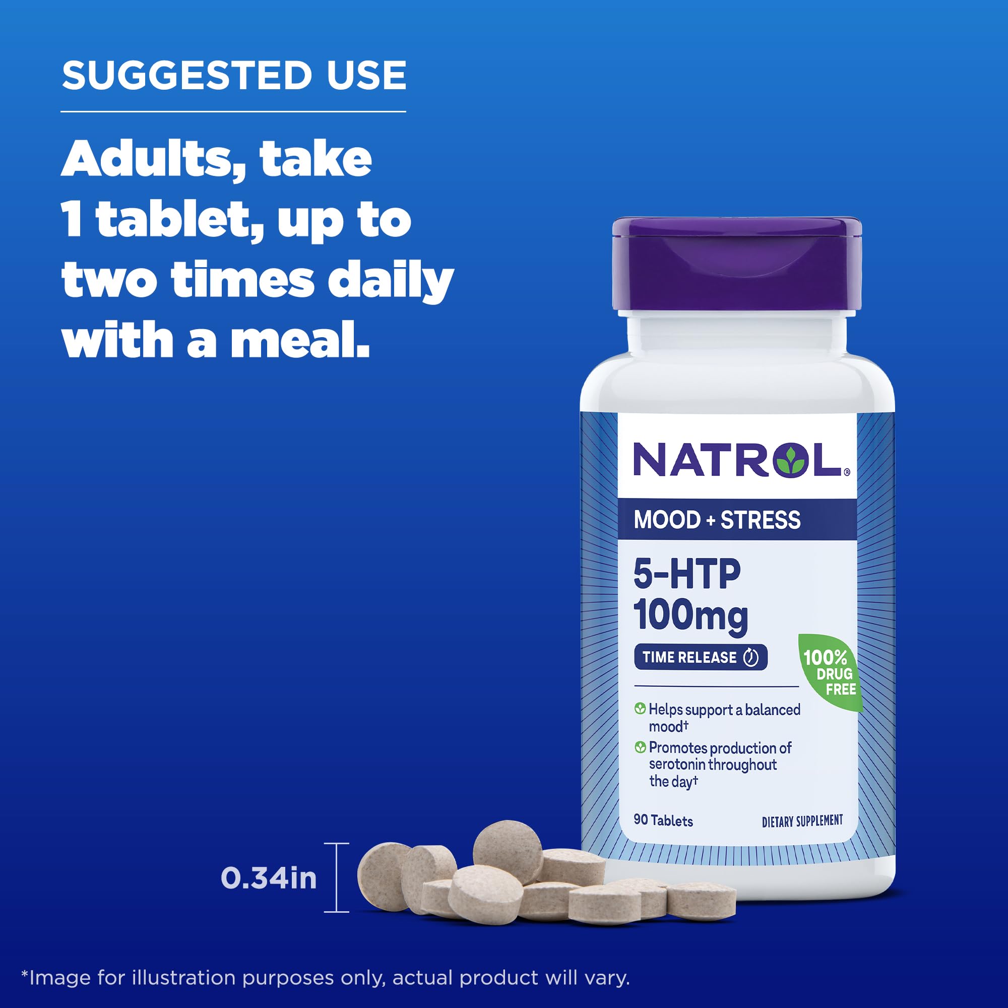 Foto 6 | El Suplemento Natrol 5-htp 100 Mg Ayuda A Mantener Un Estado De Ánimo Equilibrado - Venta Internacional.