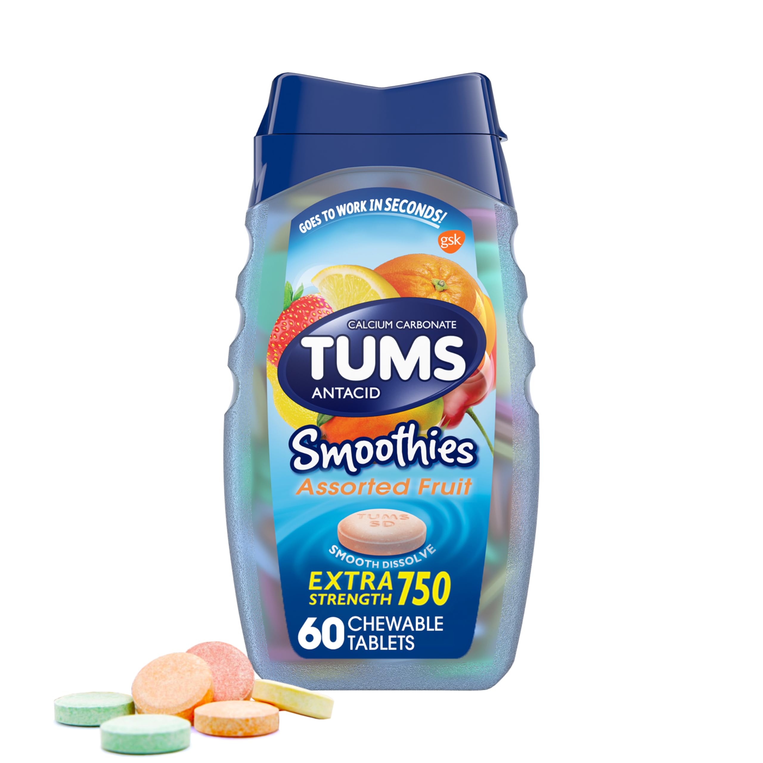 Foto 2 pulgar | Tabletas Masticables Tums Smoothies Extra Strength, 60 Unidades - Venta Internacional.