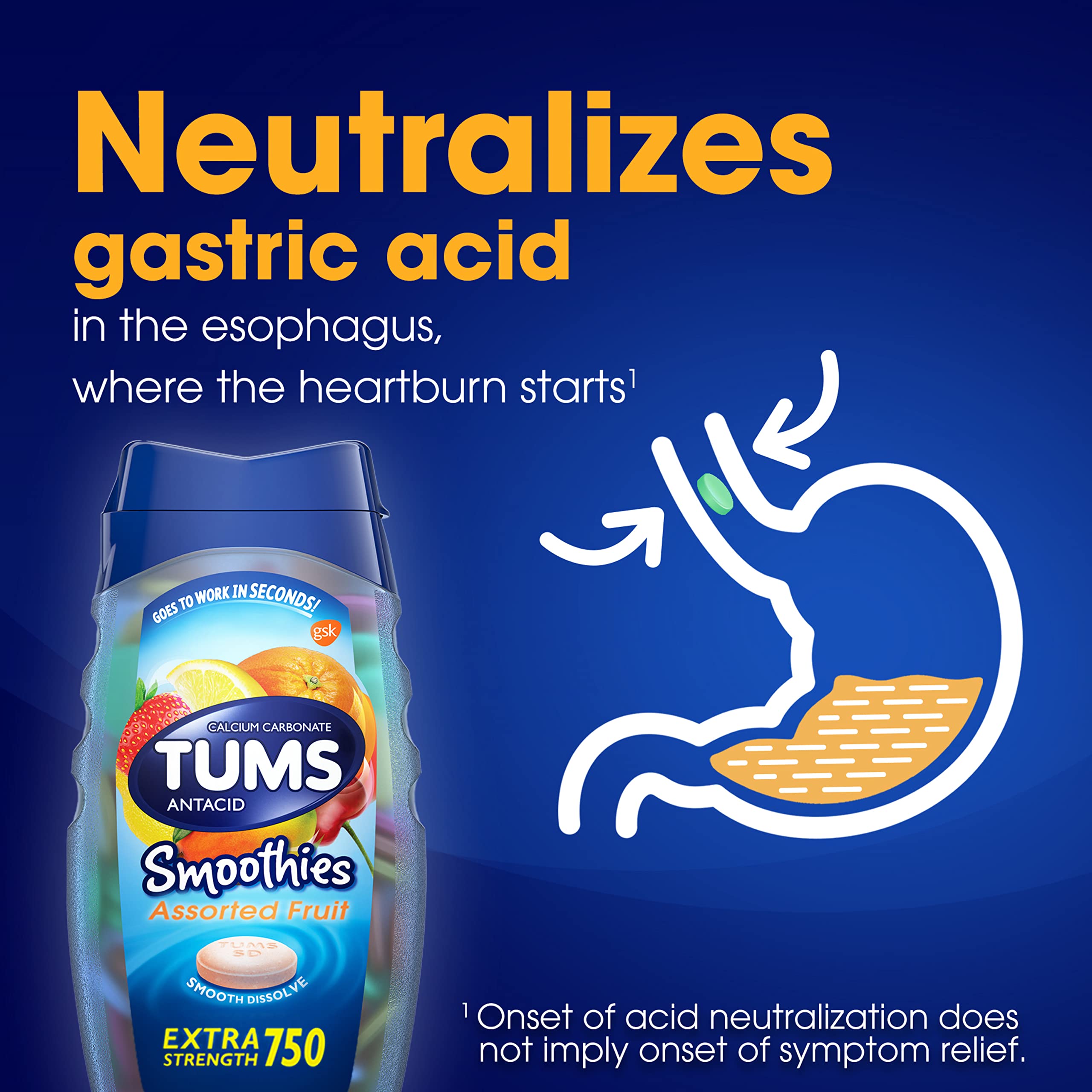Foto 5 pulgar | Tabletas Masticables Tums Smoothies Extra Strength, 60 Unidades - Venta Internacional.