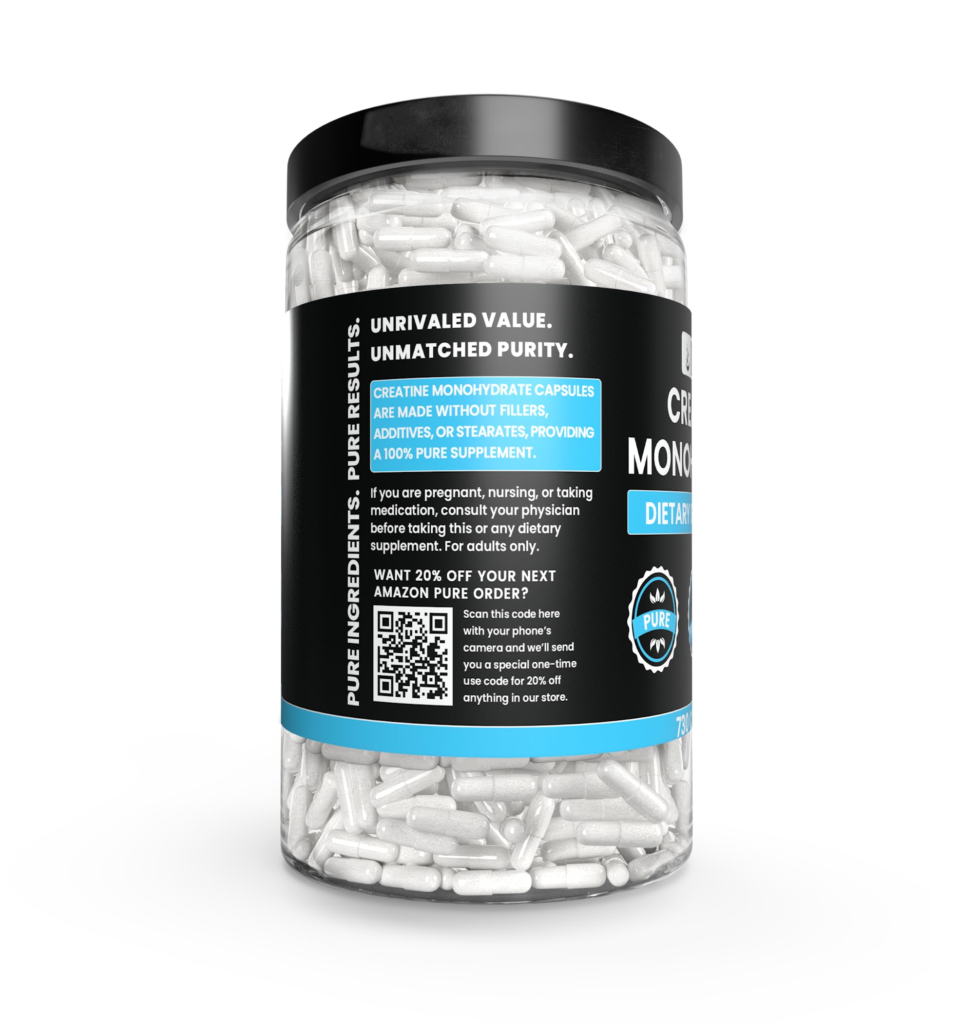 Foto 4 pulgar | Suplemento Dietético Pure Original Ingredients Monohidrato De Creatina 730 Cápsulas - Venta Internacional.