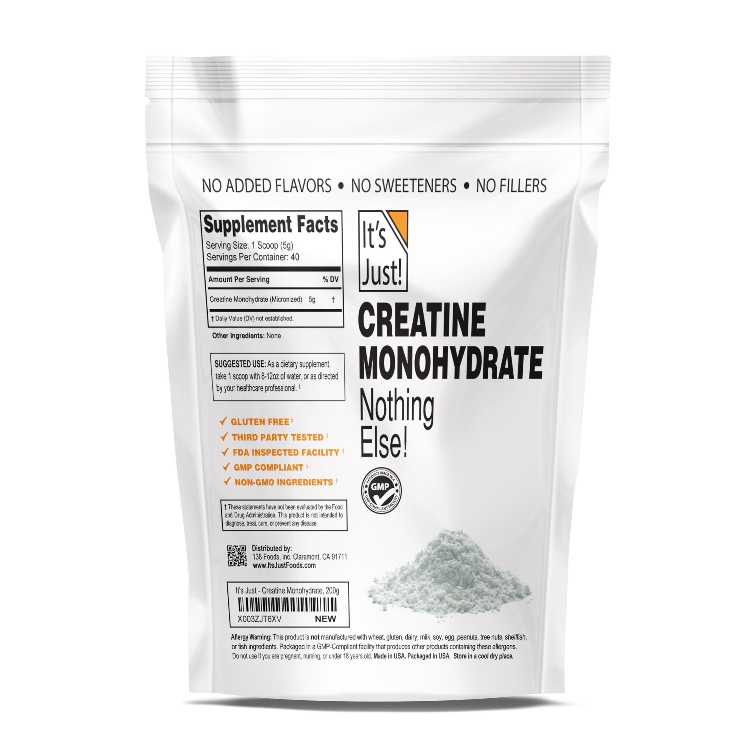 Foto 2 | Monohidrato De Creatina En Polvo ¡es Justo! 200 G/40 Porciones - Venta Internacional.