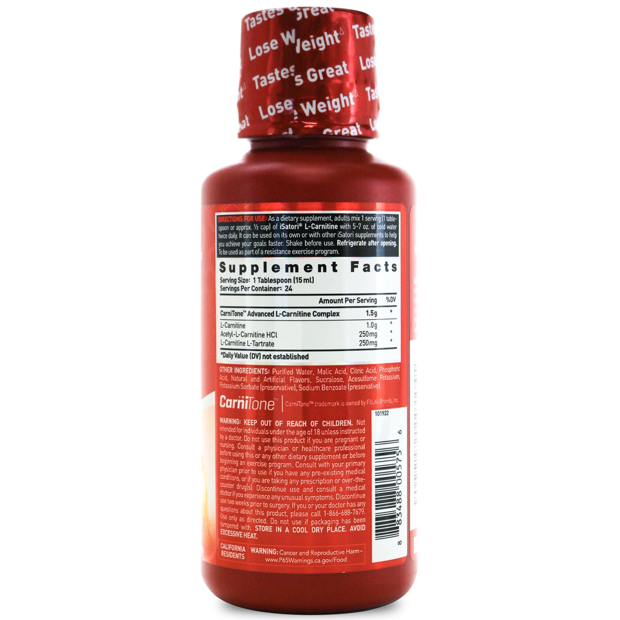 Foto 3 pulgar | Suplemento Isatori L-carnitine 1500 Pink Lemonade 24 Porciones - Venta Internacional.