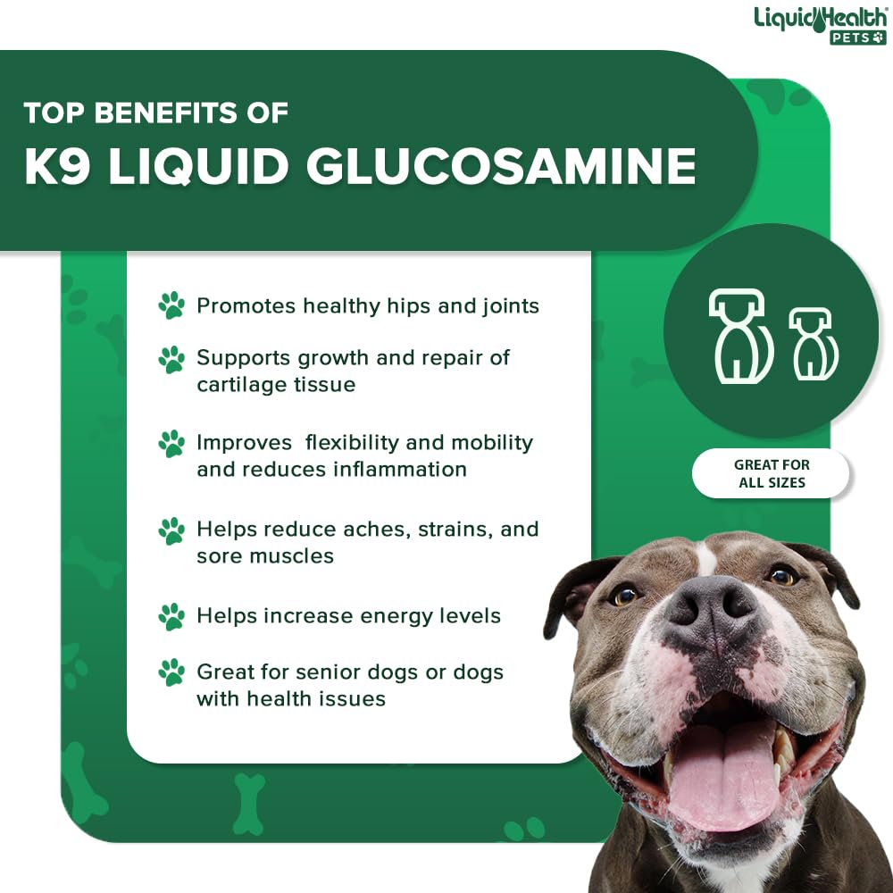 Foto 5 pulgar | Glucosamina Líquida Para Perros Liquidhealth K9 960 Ml - Venta Internacional.