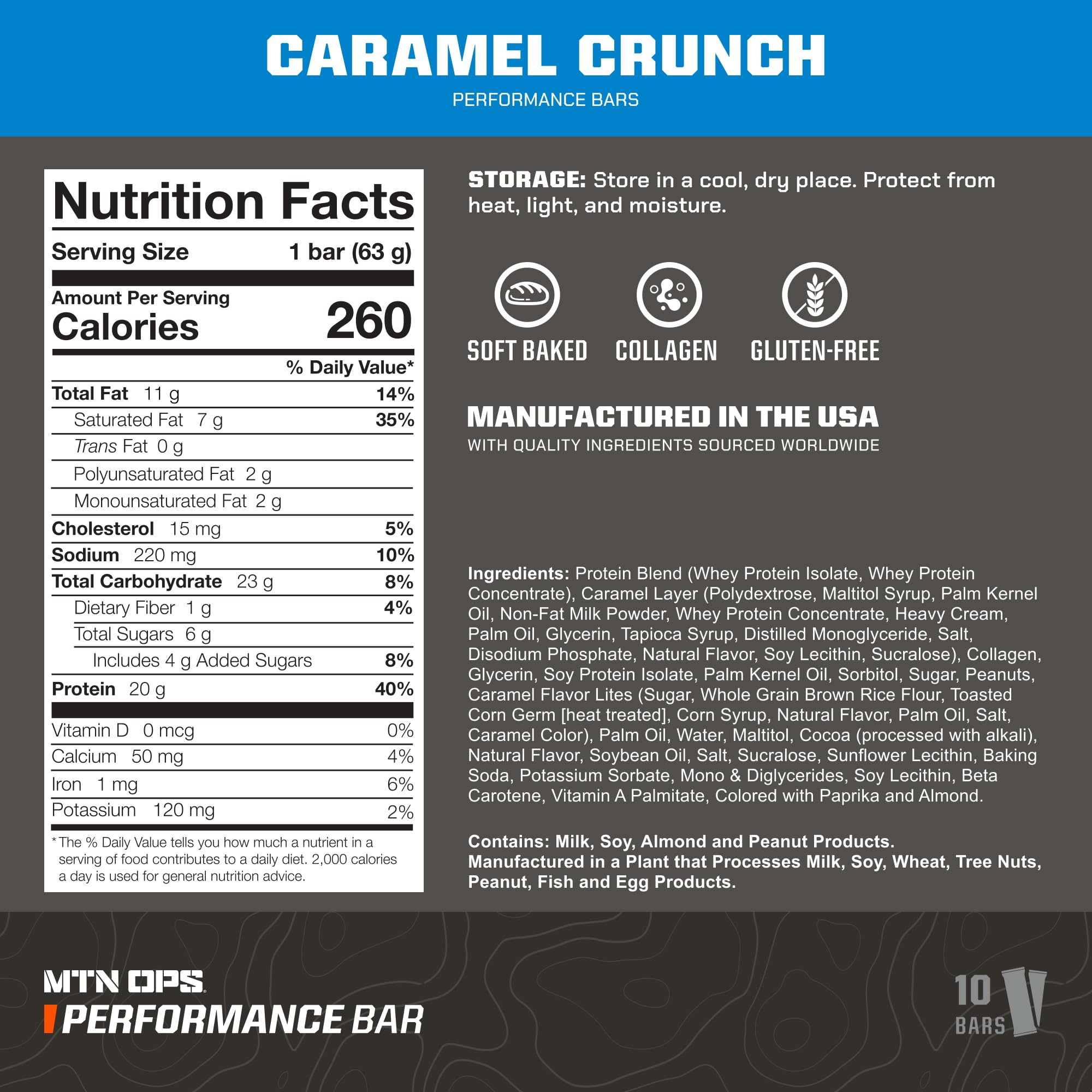 Foto 3 pulgar | Barritas De Proteínas Mtn Ops Caramel Crunch Con Alto Contenido De Proteínas, 10 Unidades - Venta Internacional.