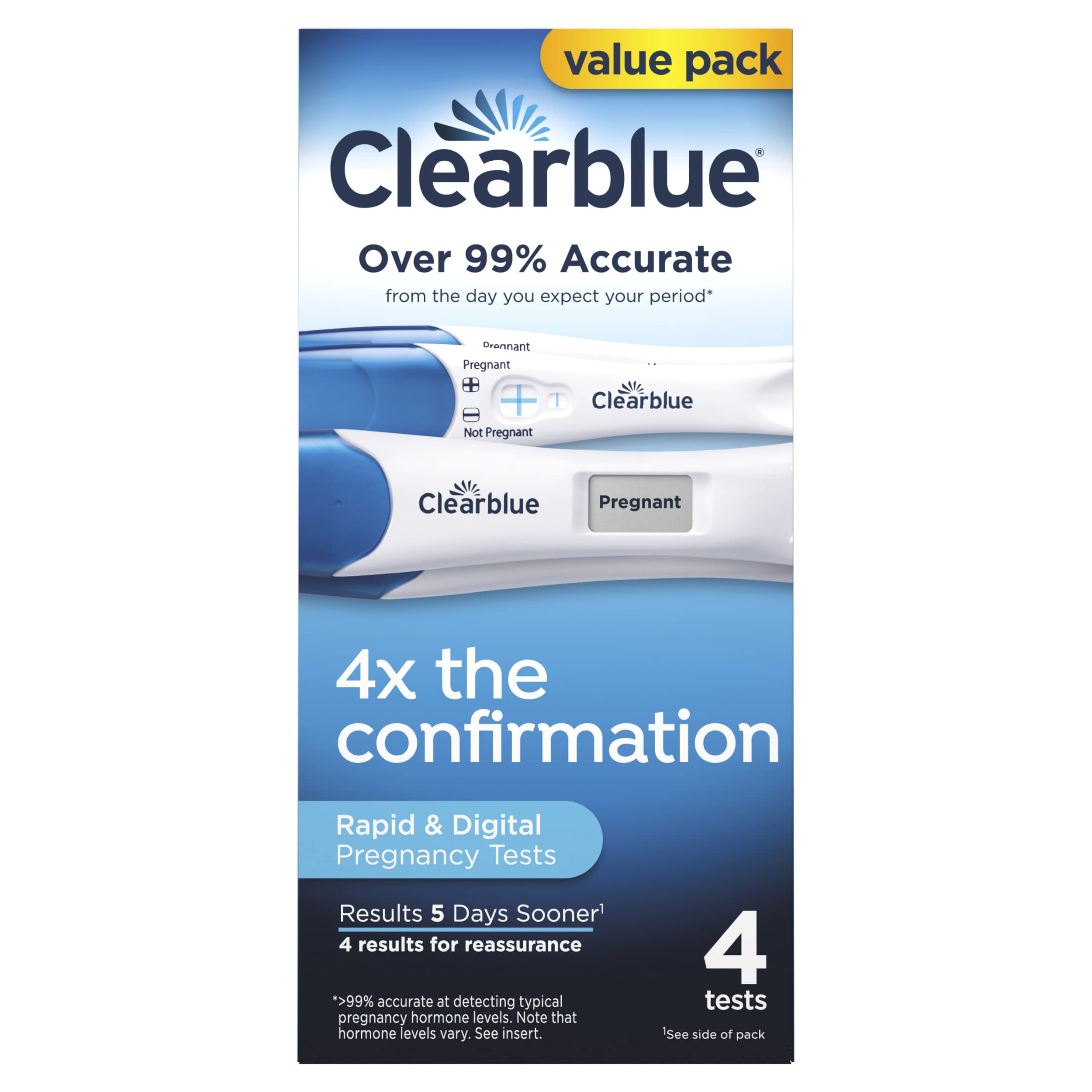 Foto 1 | Prueba De Embarazo Clearblue, Paquete Combinado De 4 Unidades, Digital Y Rápida - Venta Internacional.