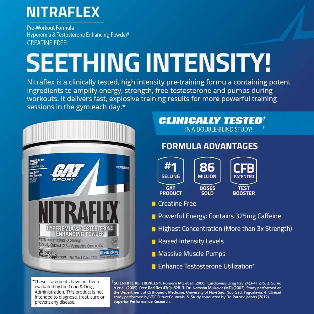 Foto 4 | Polvo Preentrenamiento Gat Sport Nitraflex Advanced Blue Raspberry - Venta Internacional.
