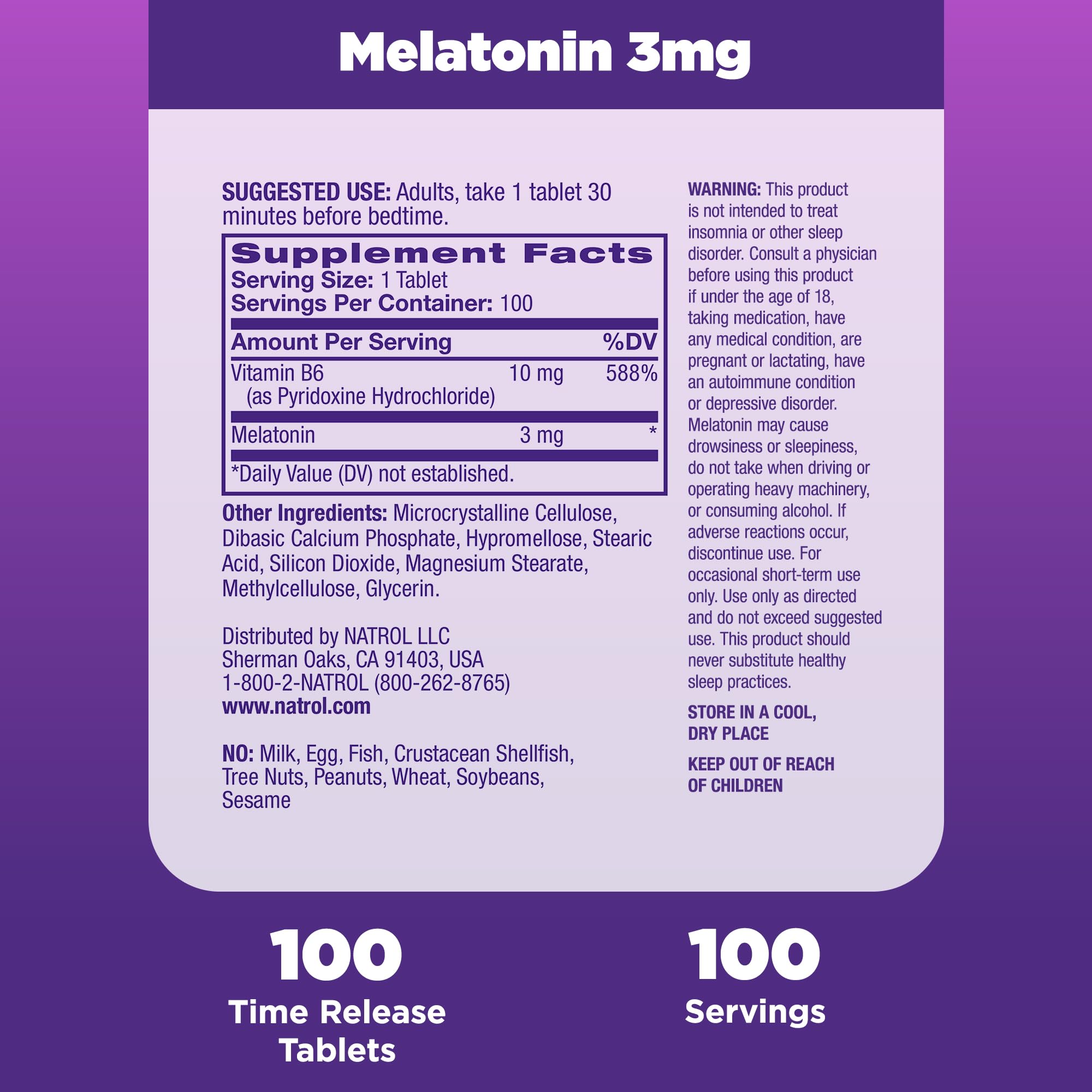 Foto 6 pulgar | Suplemento Natrol Melatonin 3 Mg Time Release 100 Comprimidos - Venta Internacional.