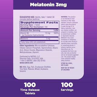 Foto 5 | Suplemento Natrol Melatonin 3 Mg Time Release 100 Comprimidos - Venta Internacional.