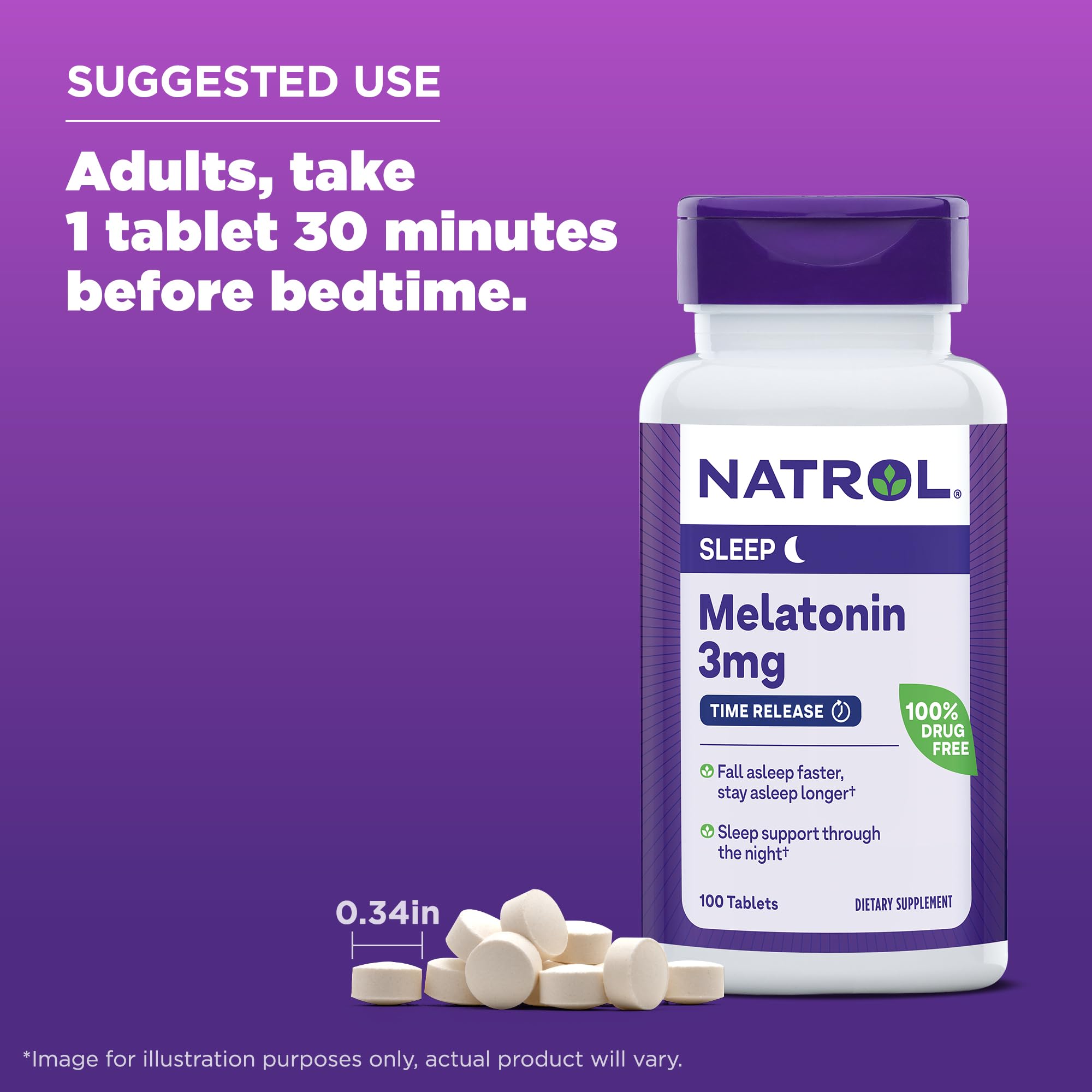 Foto 7 pulgar | Suplemento Natrol Melatonin 3 Mg Time Release 100 Comprimidos - Venta Internacional.
