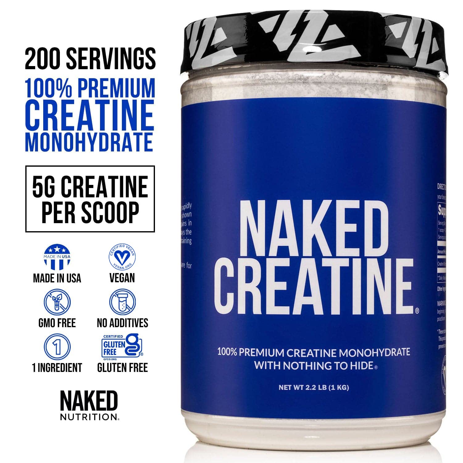 Foto 2 | Monohidrato De Creatina Naked, 1 Kg, 200 Porciones, Vegano, Sin Ogm - Venta Internacional.
