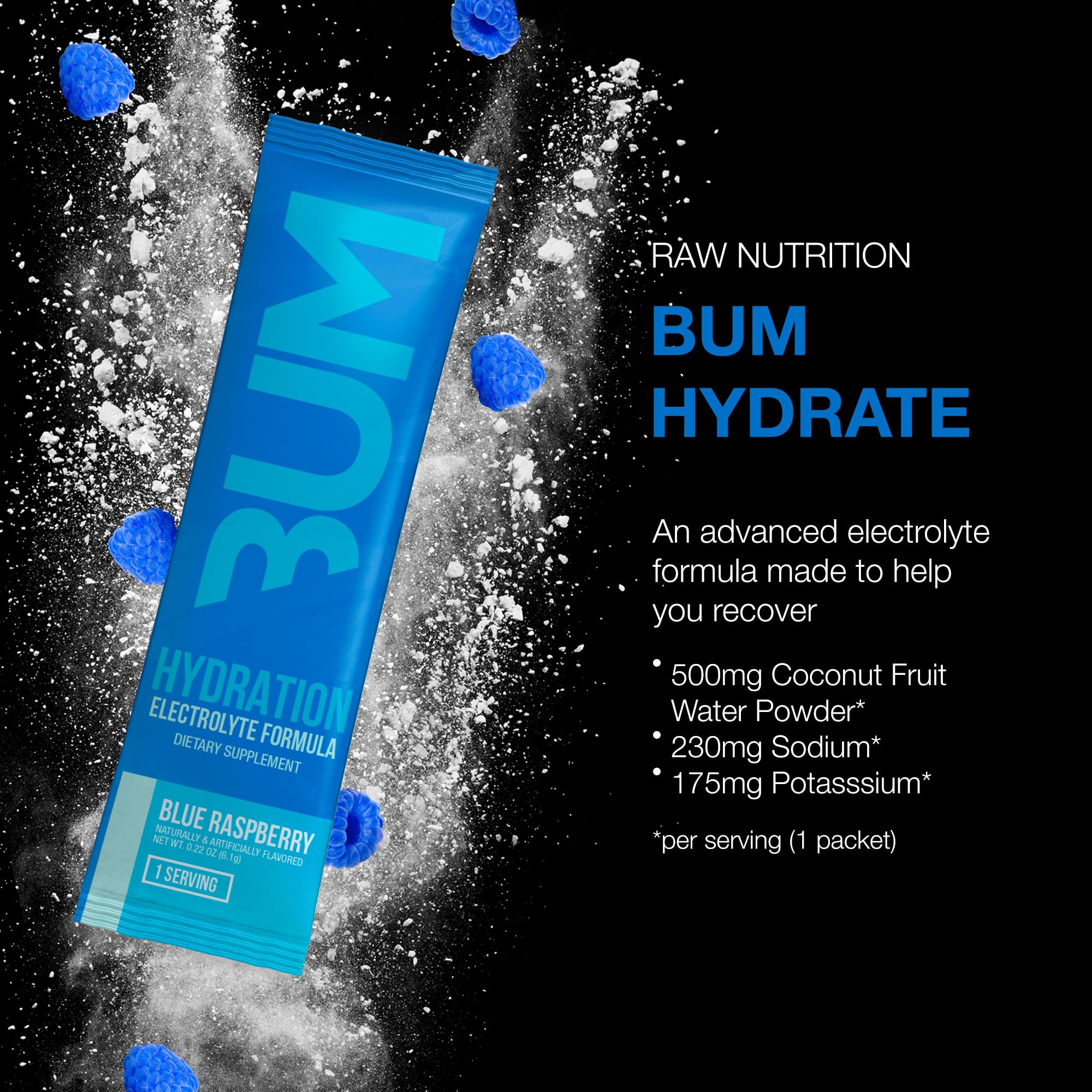 Foto 3 pulgar | Mezcla De Bebidas Hidratantes En Polvo Con Electrolitos Raw Bum Hydrate - Venta Internacional.