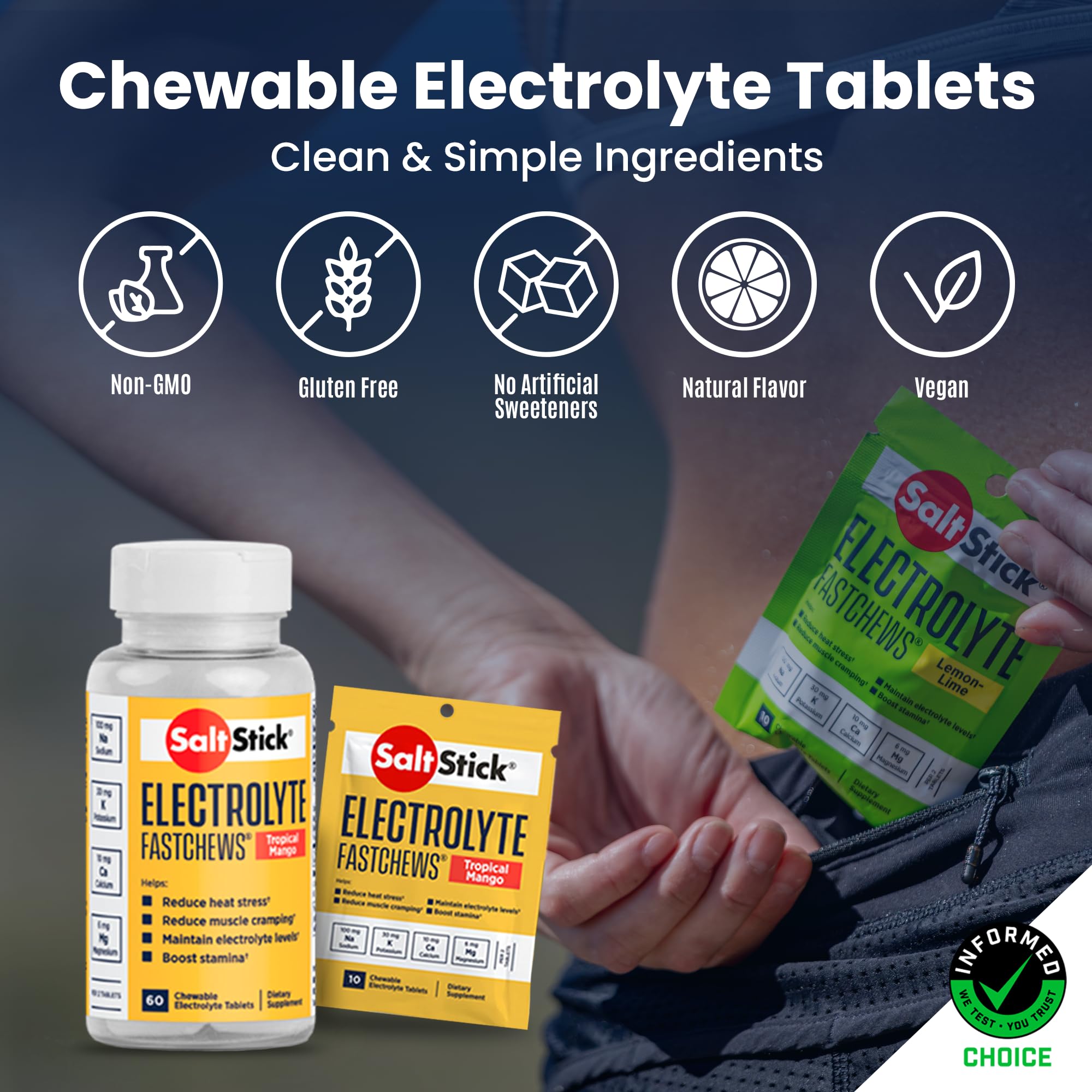 Foto 5 pulgar | Electrolyte Fastchews Saltstick Tropical Mango 60 Comprimidos - Venta Internacional.