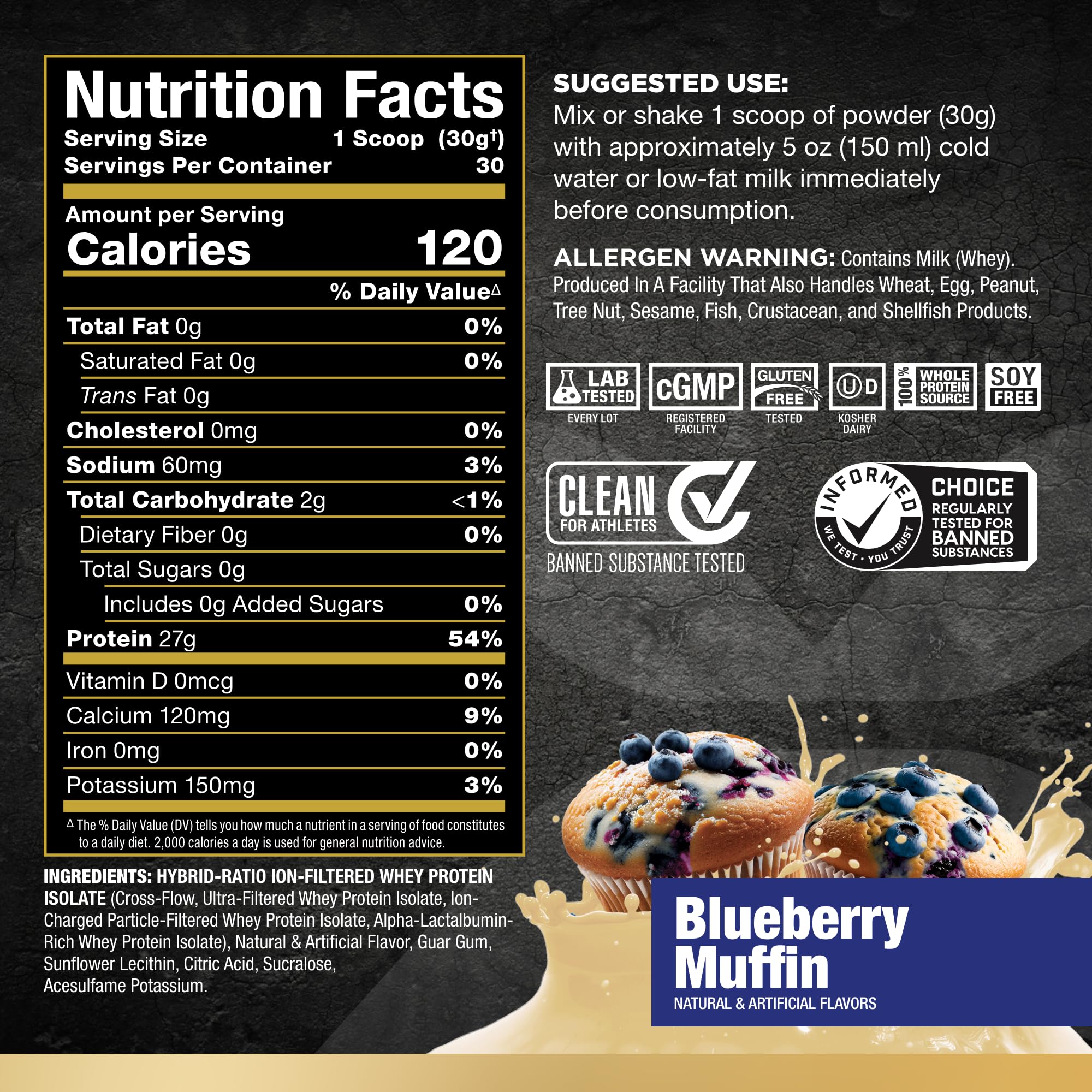 Foto 2 | Muffin De Arándanos Allmax Isoflex Aislado Con Proteína De Suero De Leche, 2 Libras - Venta Internacional.