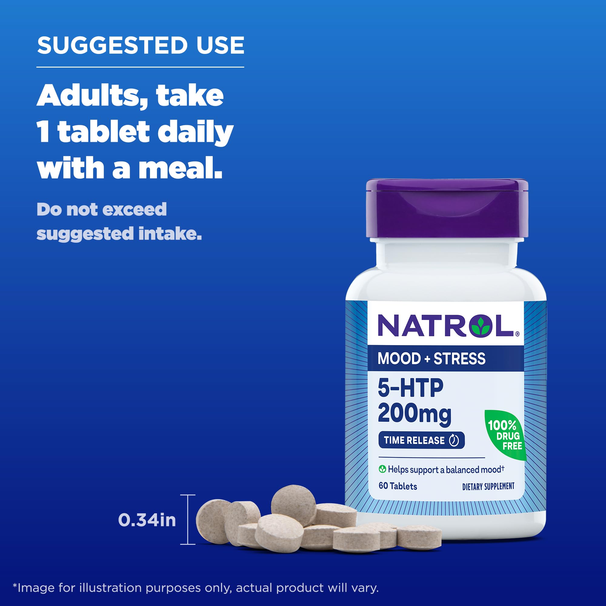 Foto 7 pulgar | Suplemento Natrol 5-htp Dietético De 200 Mg, 60 Tabletas, 60 Días - Venta Internacional.