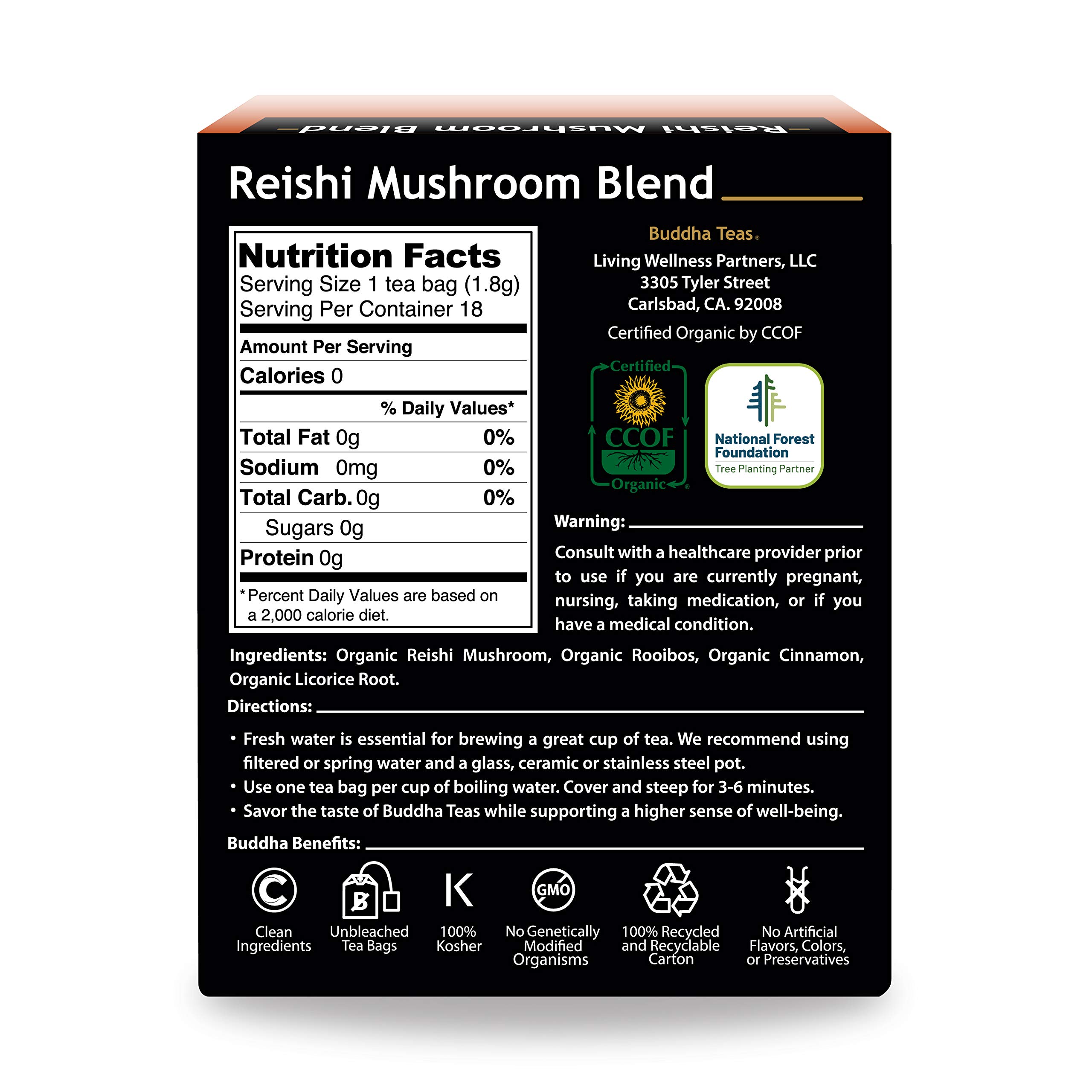 Foto 3 pulgar | Té De Hierbas Buddha Teas, Mezcla Orgánica De Hongos Reishi, 18 Bolsas - Venta Internacional.