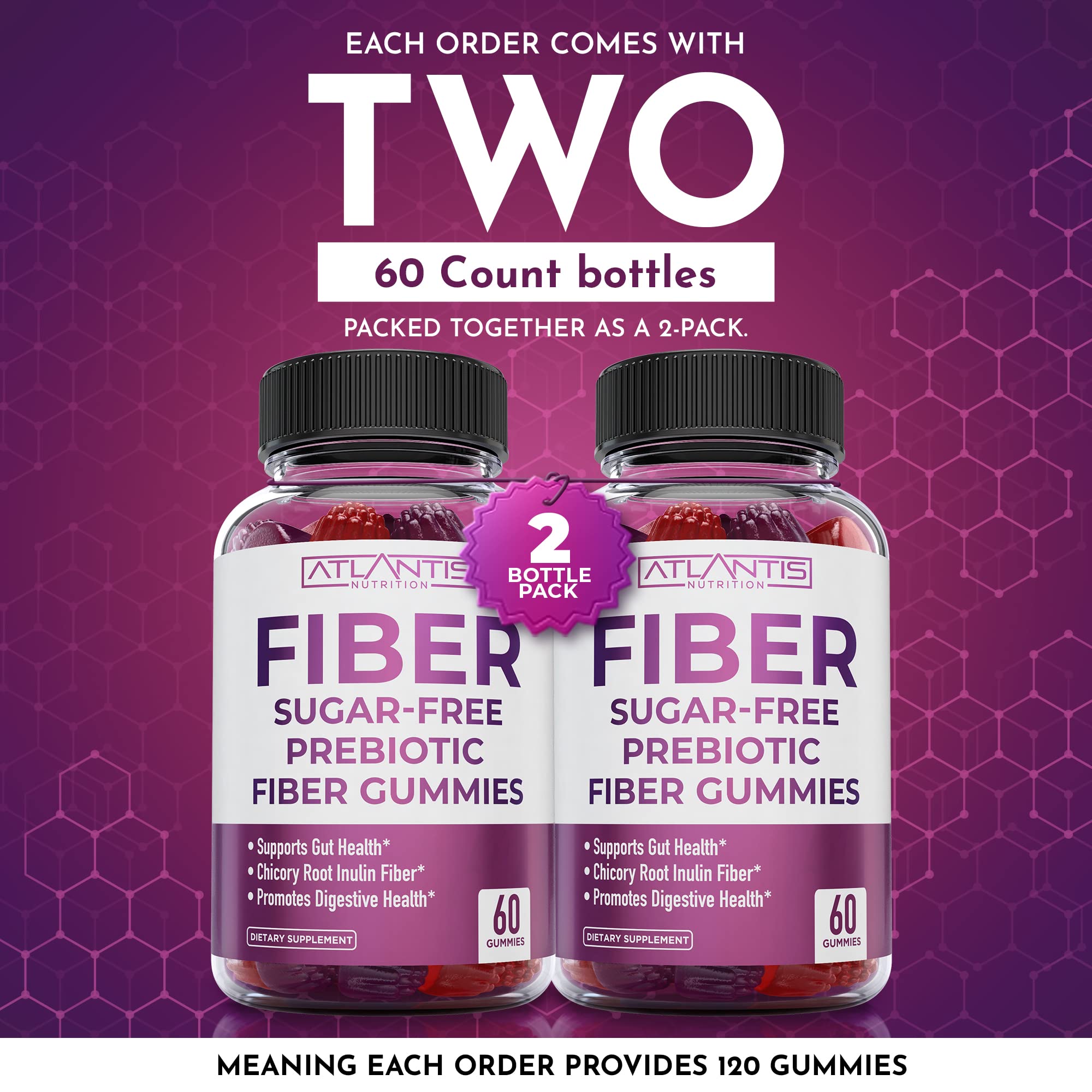 Foto 2 | Paquete De 2 Gomitas De Fibra Atlantis Nutrition Con Suplemento De Fibra - Venta Internacional.