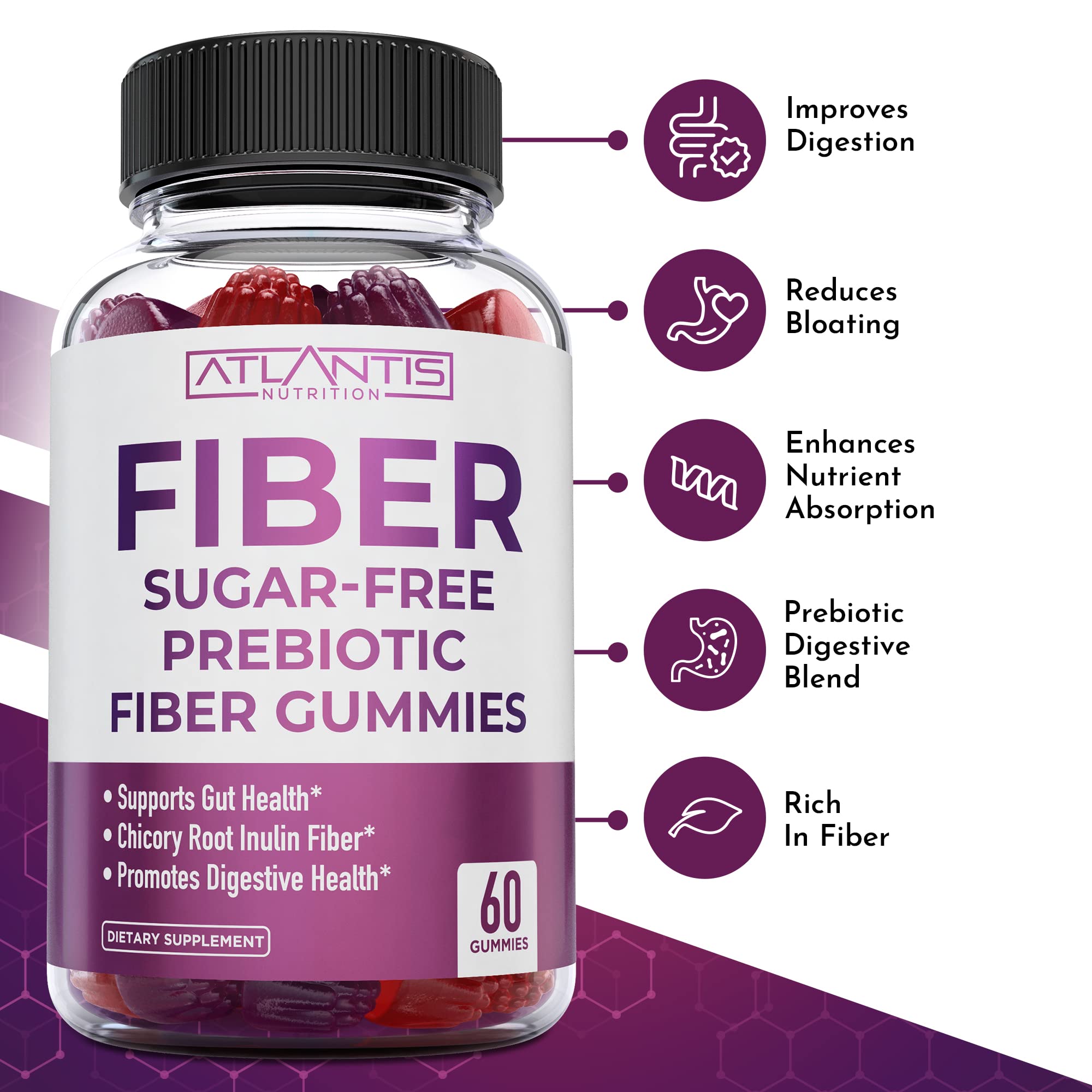 Foto 4 pulgar | Paquete De 2 Gomitas De Fibra Atlantis Nutrition Con Suplemento De Fibra - Venta Internacional.