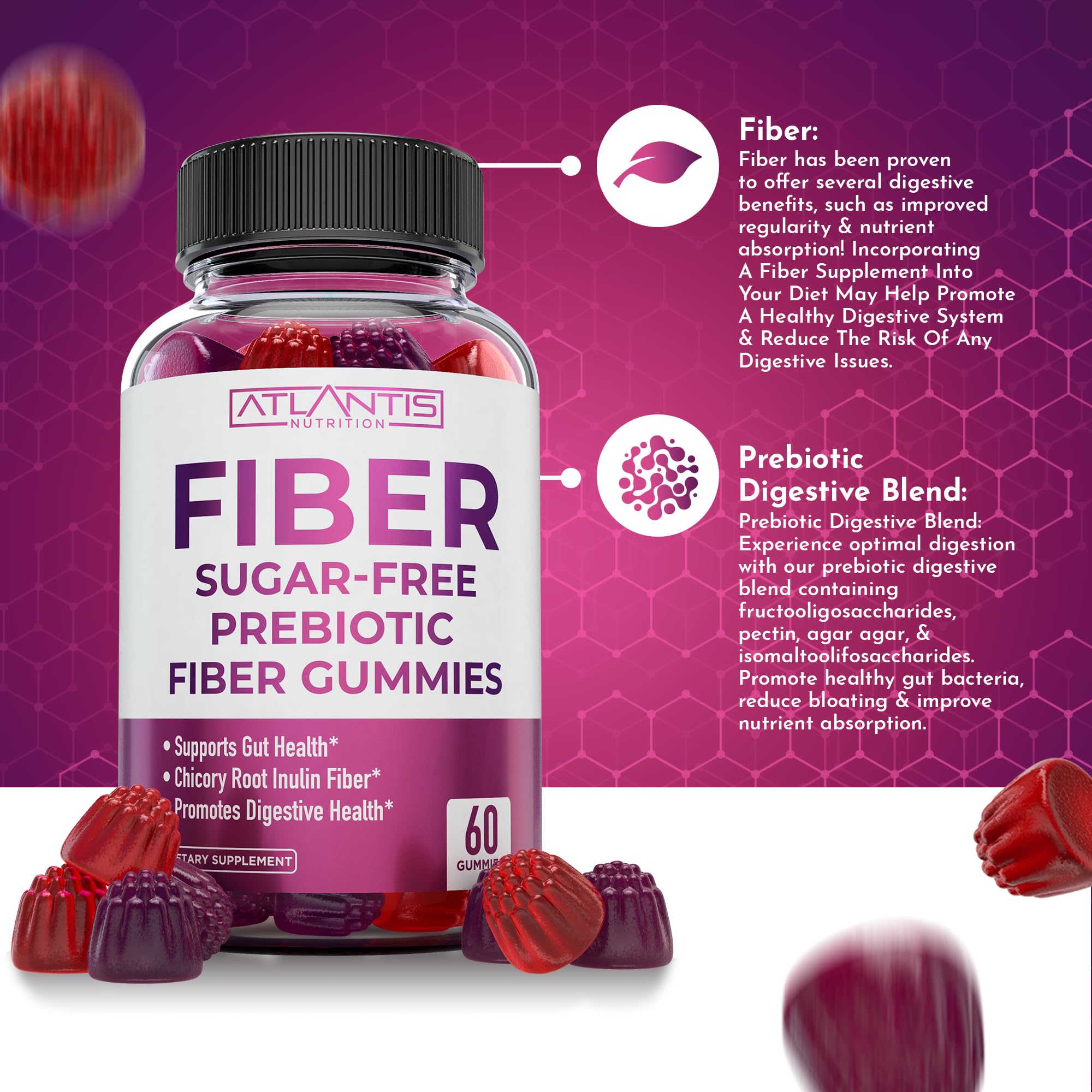 Foto 5 pulgar | Paquete De 2 Gomitas De Fibra Atlantis Nutrition Con Suplemento De Fibra - Venta Internacional.