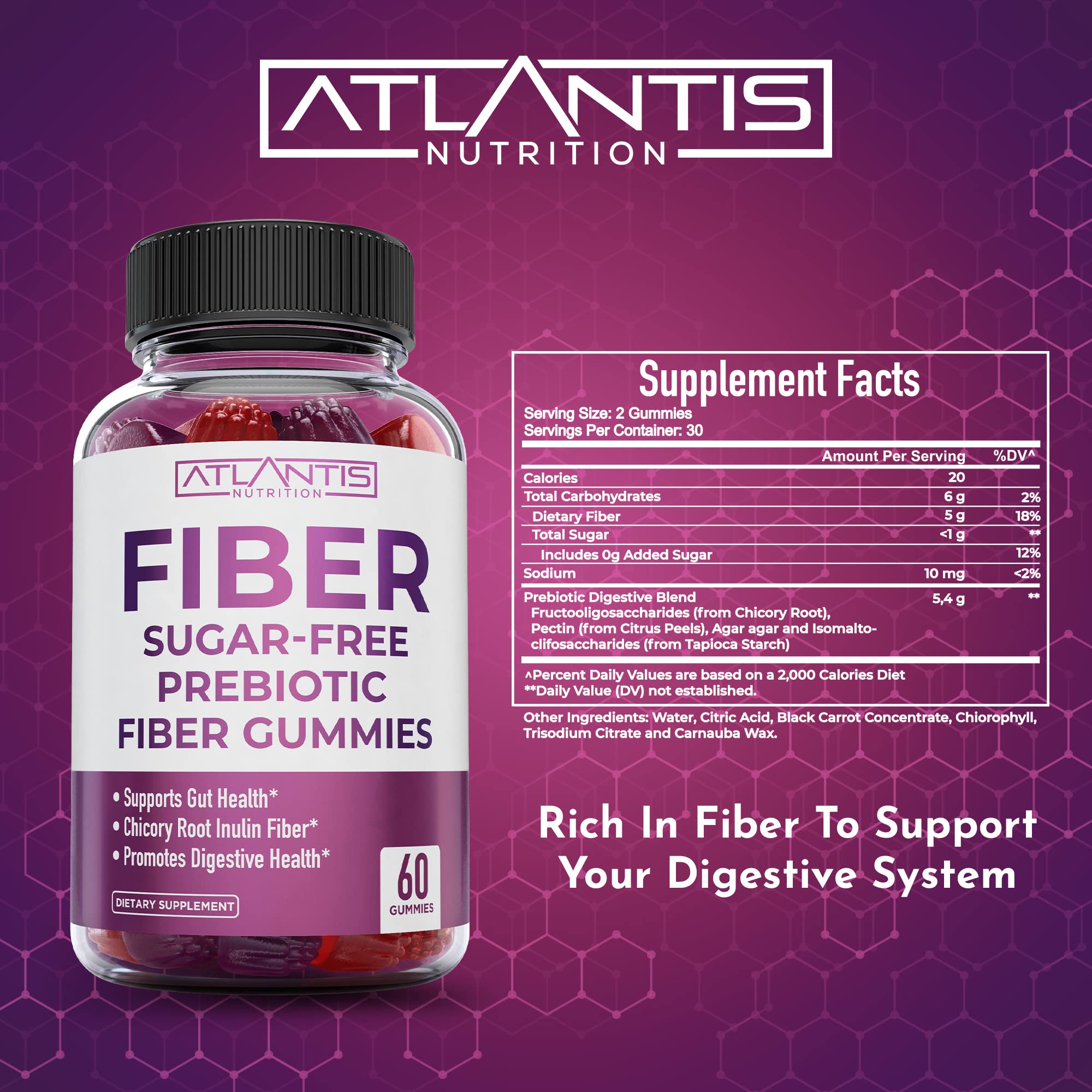 Foto 6 pulgar | Paquete De 2 Gomitas De Fibra Atlantis Nutrition Con Suplemento De Fibra - Venta Internacional.