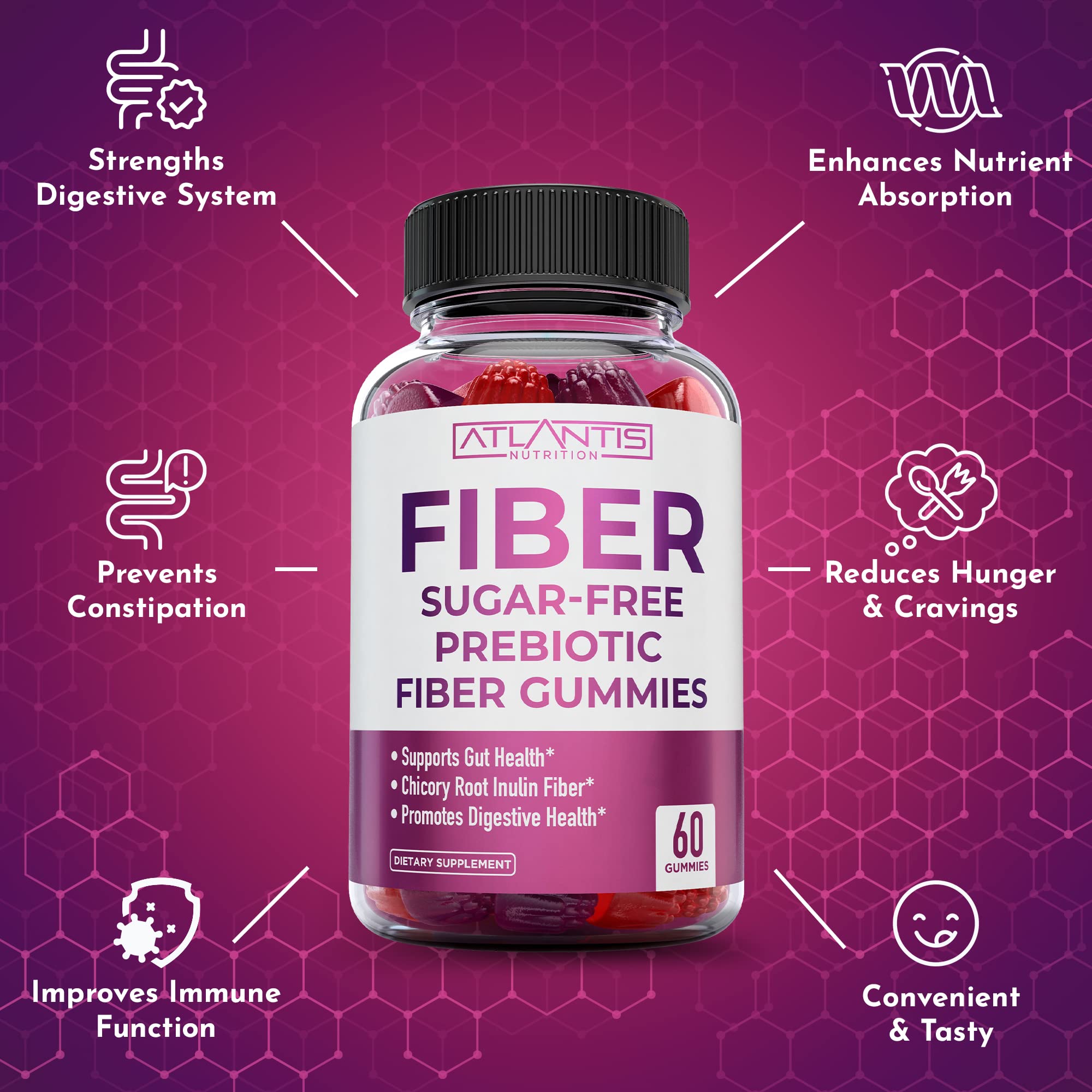 Foto 7 pulgar | Paquete De 2 Gomitas De Fibra Atlantis Nutrition Con Suplemento De Fibra - Venta Internacional.