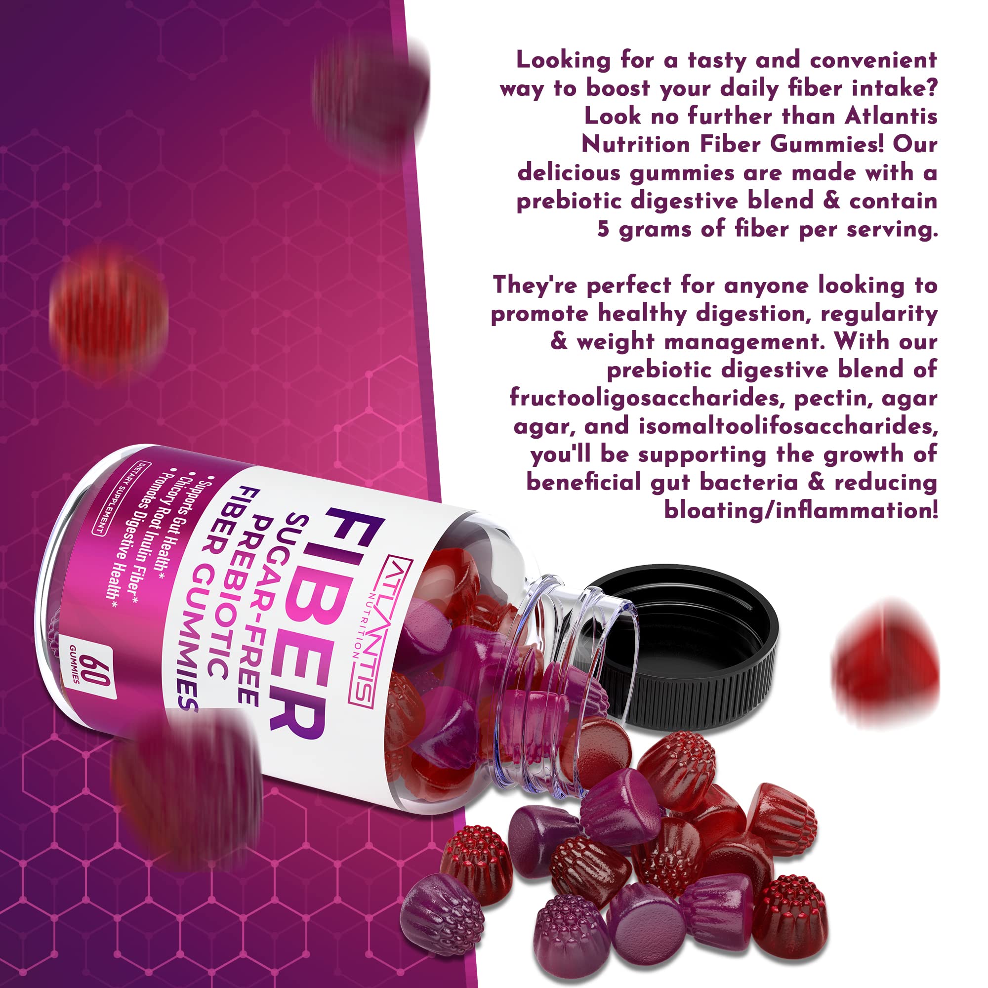 Foto 7 | Paquete De 2 Gomitas De Fibra Atlantis Nutrition Con Suplemento De Fibra - Venta Internacional.
