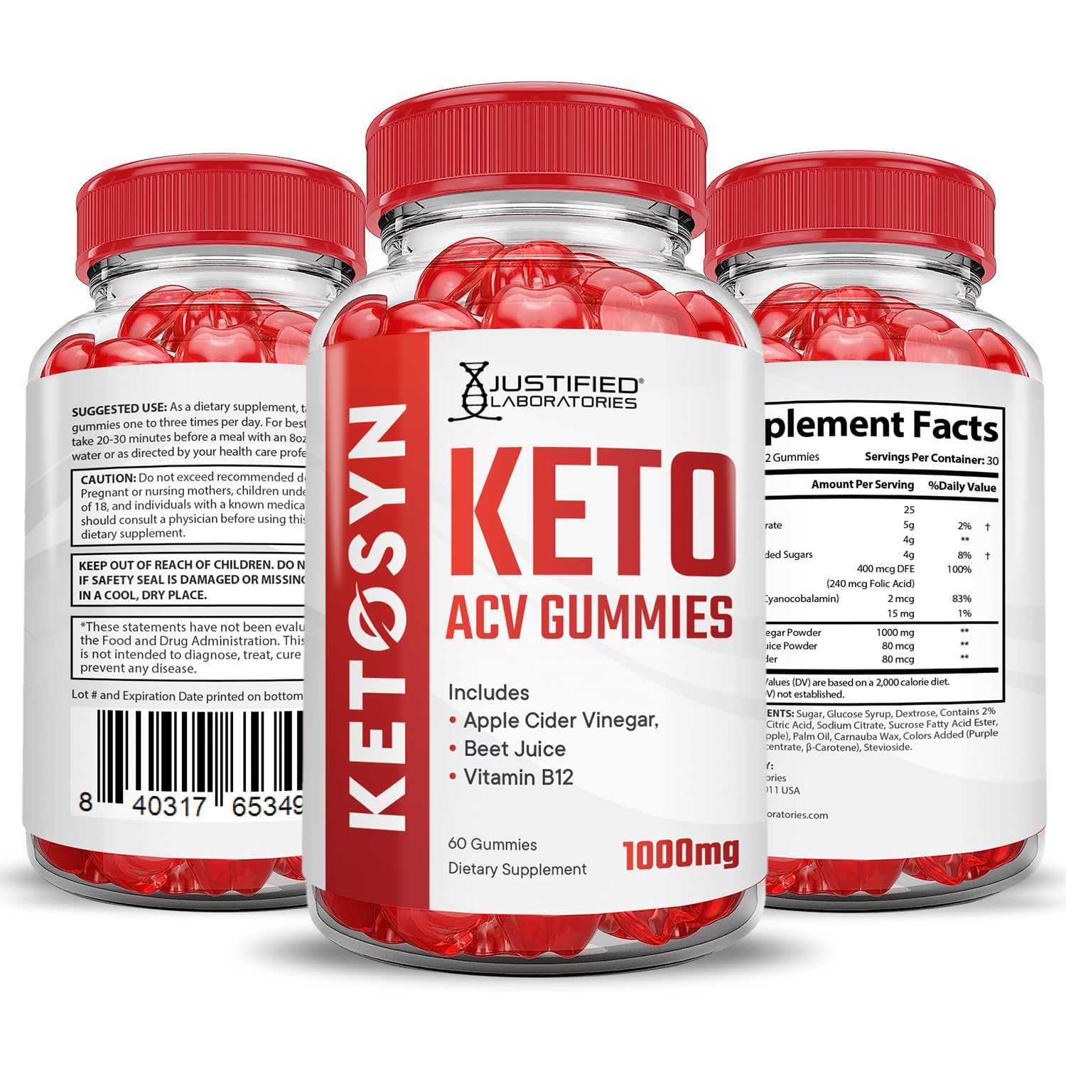 Foto 8 pulgar | Gomitas Ketosyn Keto Acv De 1000 Mg Con Granada Y Remolacha (paquete De 5) - Venta Internacional.