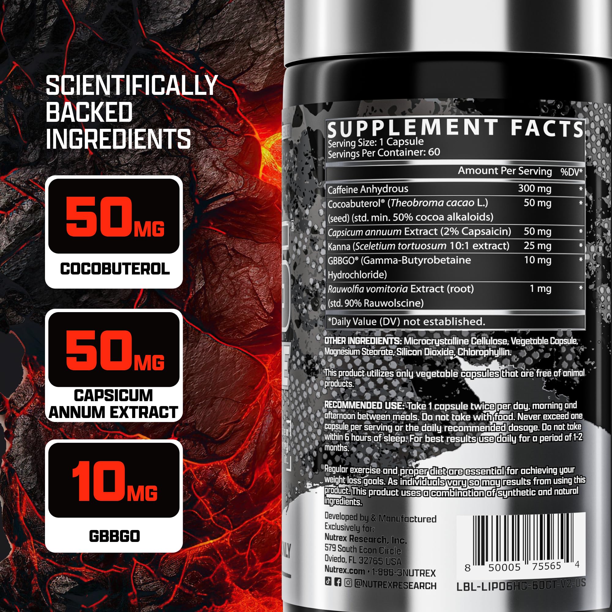 Foto 6 pulgar | Suplemento Nutrex Research Lipo-6 Hardcore 60 Cápsulas - Venta Internacional.